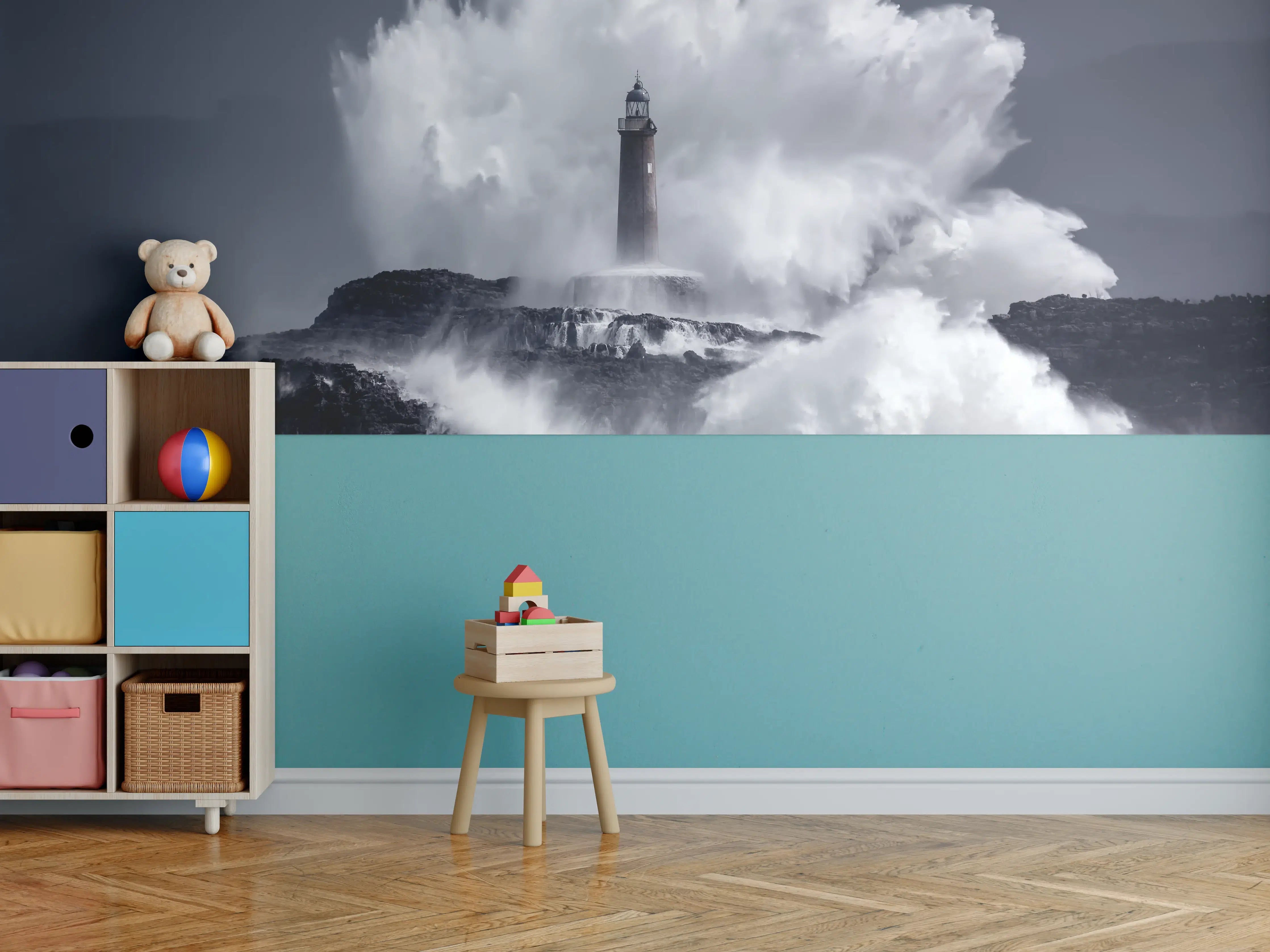 Kinderzimmer Wandgestaltung - Insel mit großen Wellen