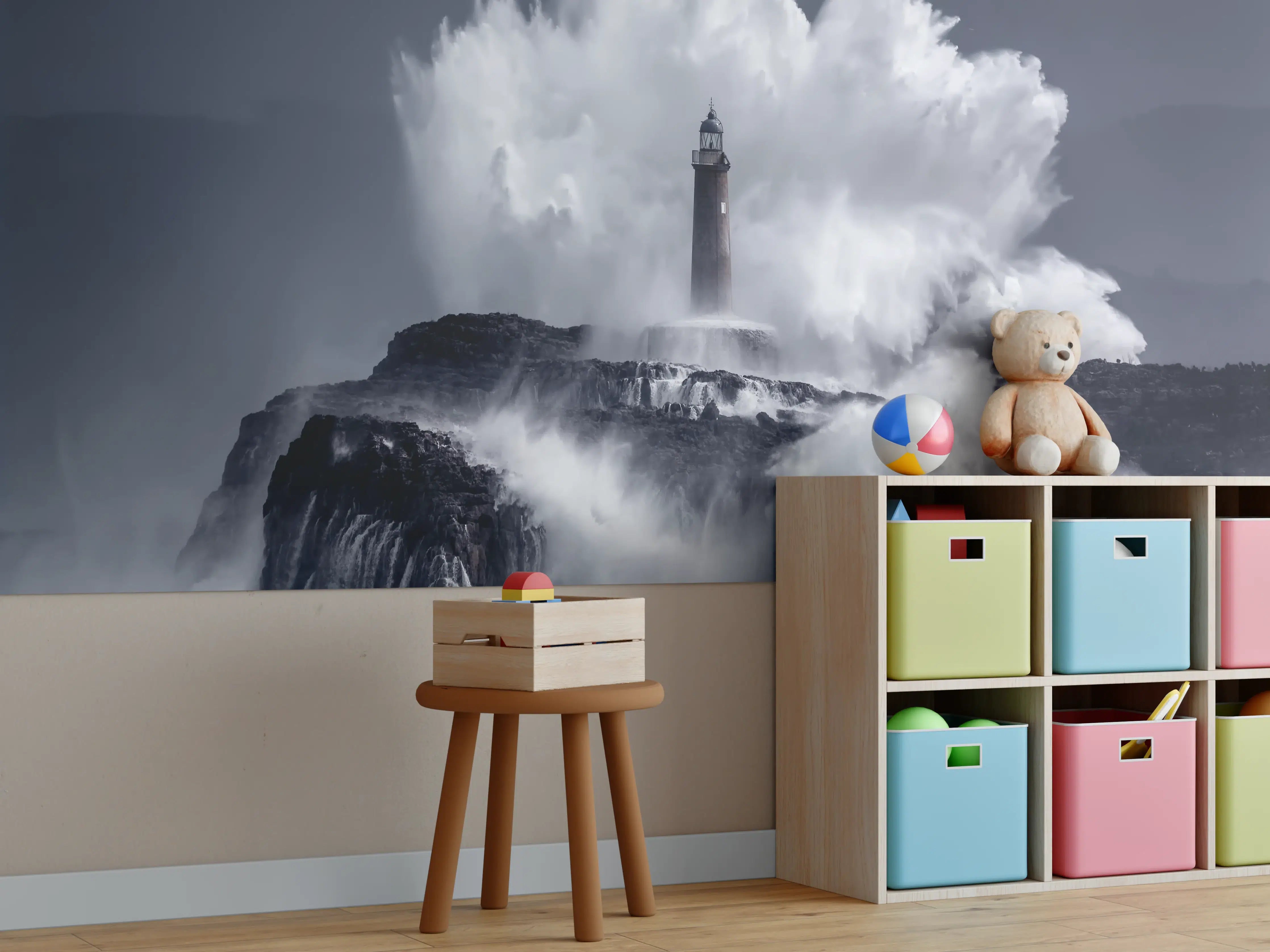 Kinderzimmer Wandgestaltung - Insel mit großen Wellen