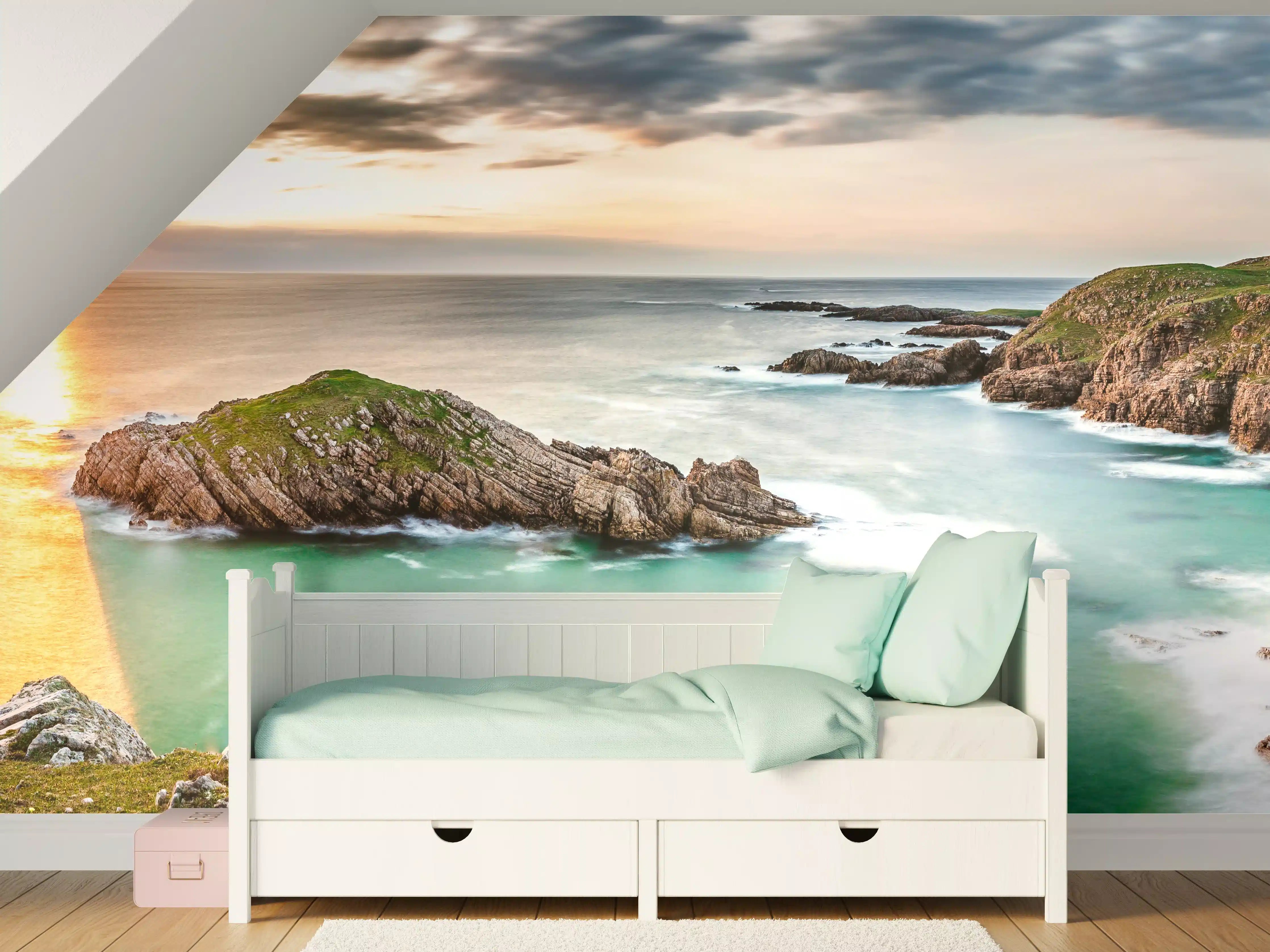 Kinderzimmer Wandgestaltung - Irland Küstenpanorama Sonnenuntergang