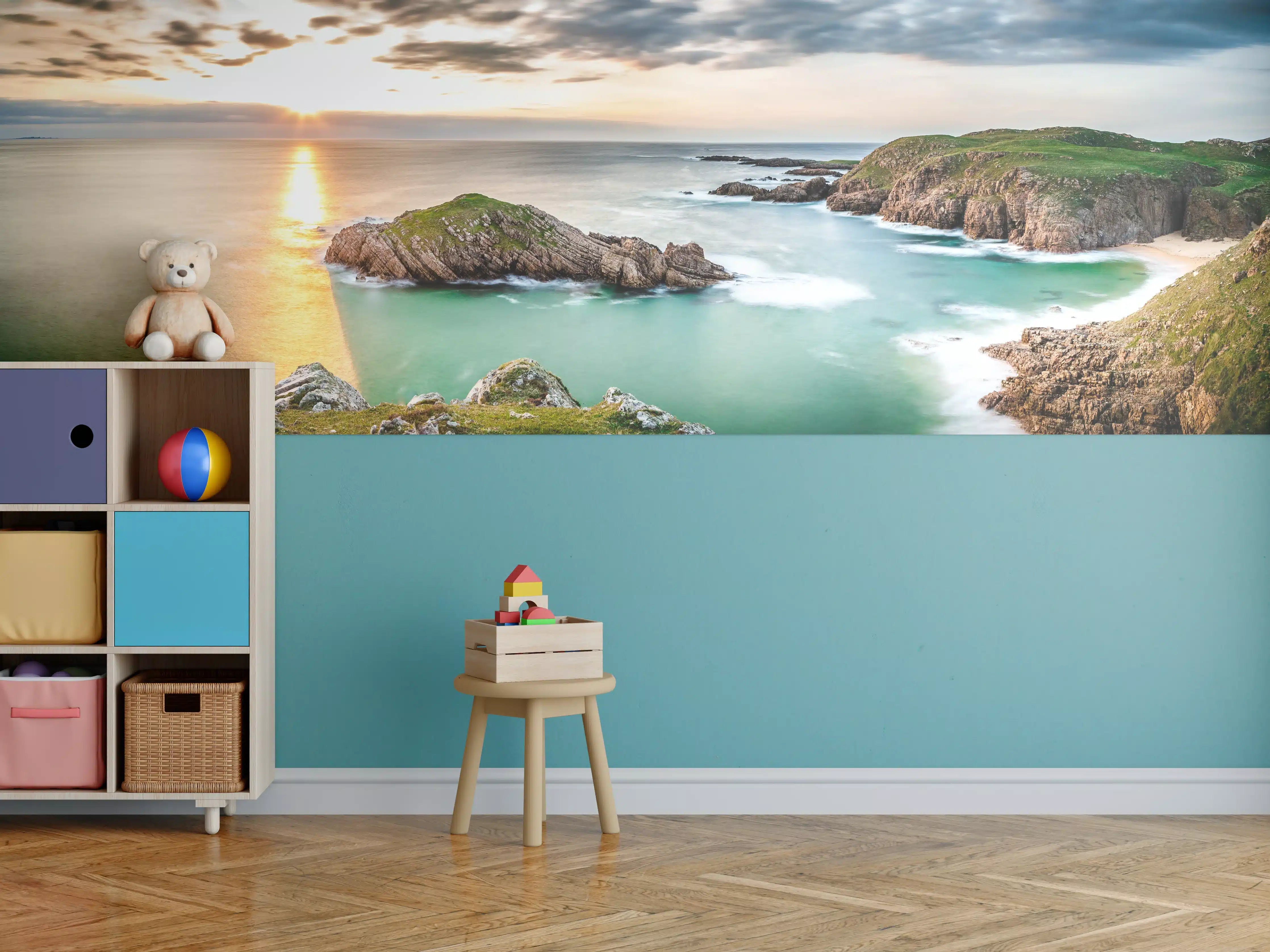 Kinderzimmer Wandgestaltung - Irland Küstenpanorama Sonnenuntergang