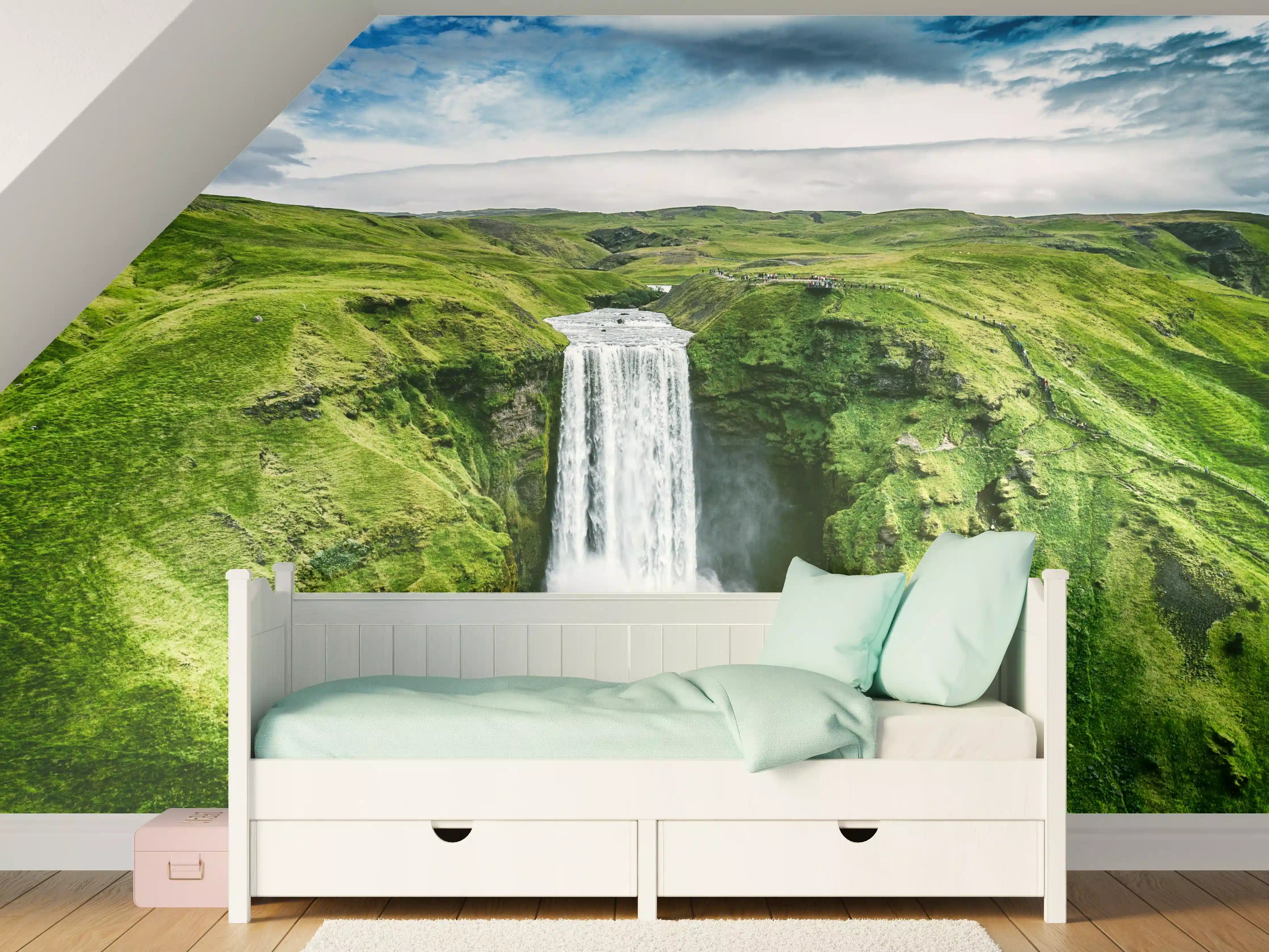 Kinderzimmer Wandgestaltung - Isländischer Wasserfall Skogafoss