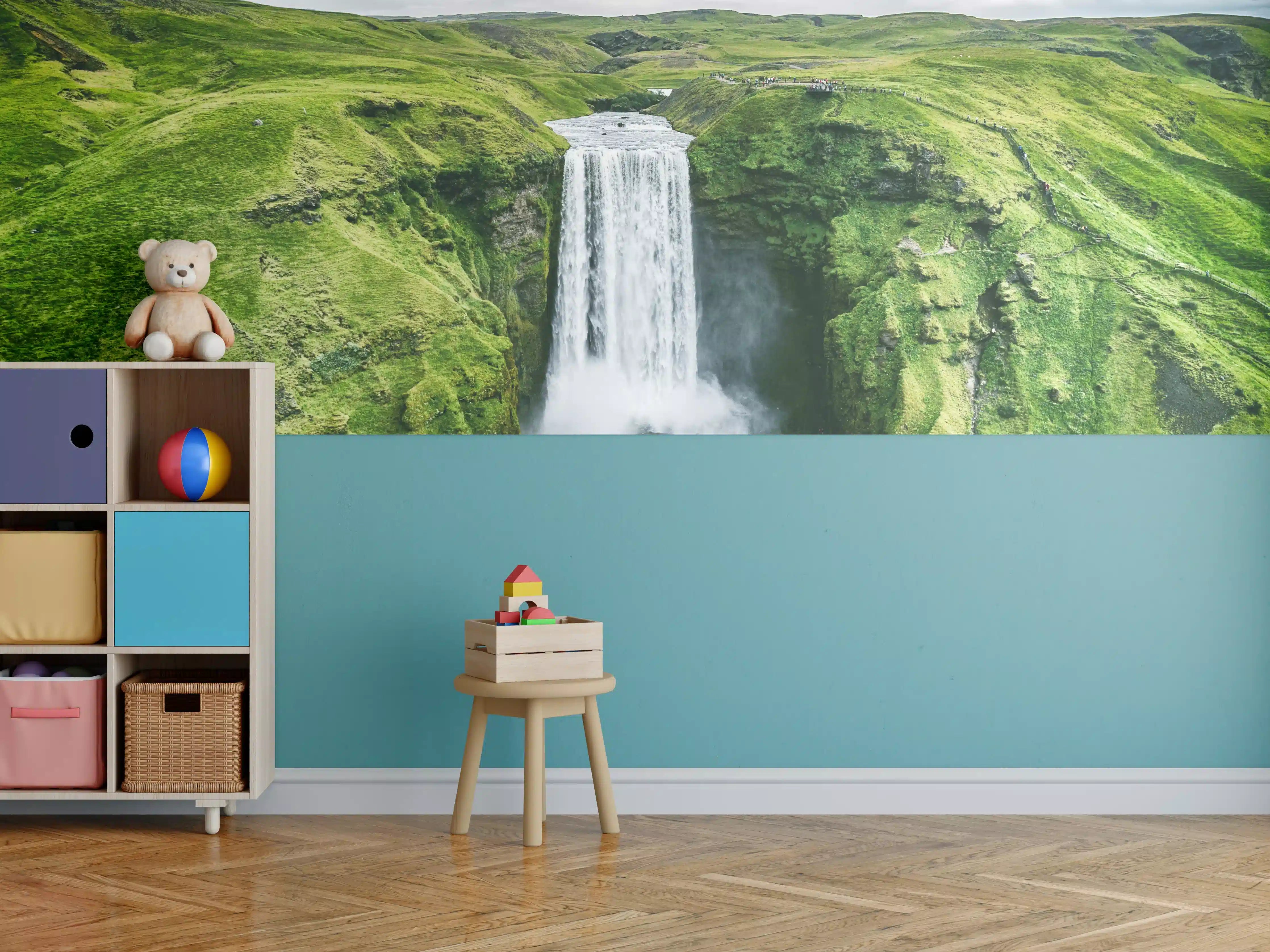 Kinderzimmer Wandgestaltung - Isländischer Wasserfall Skogafoss