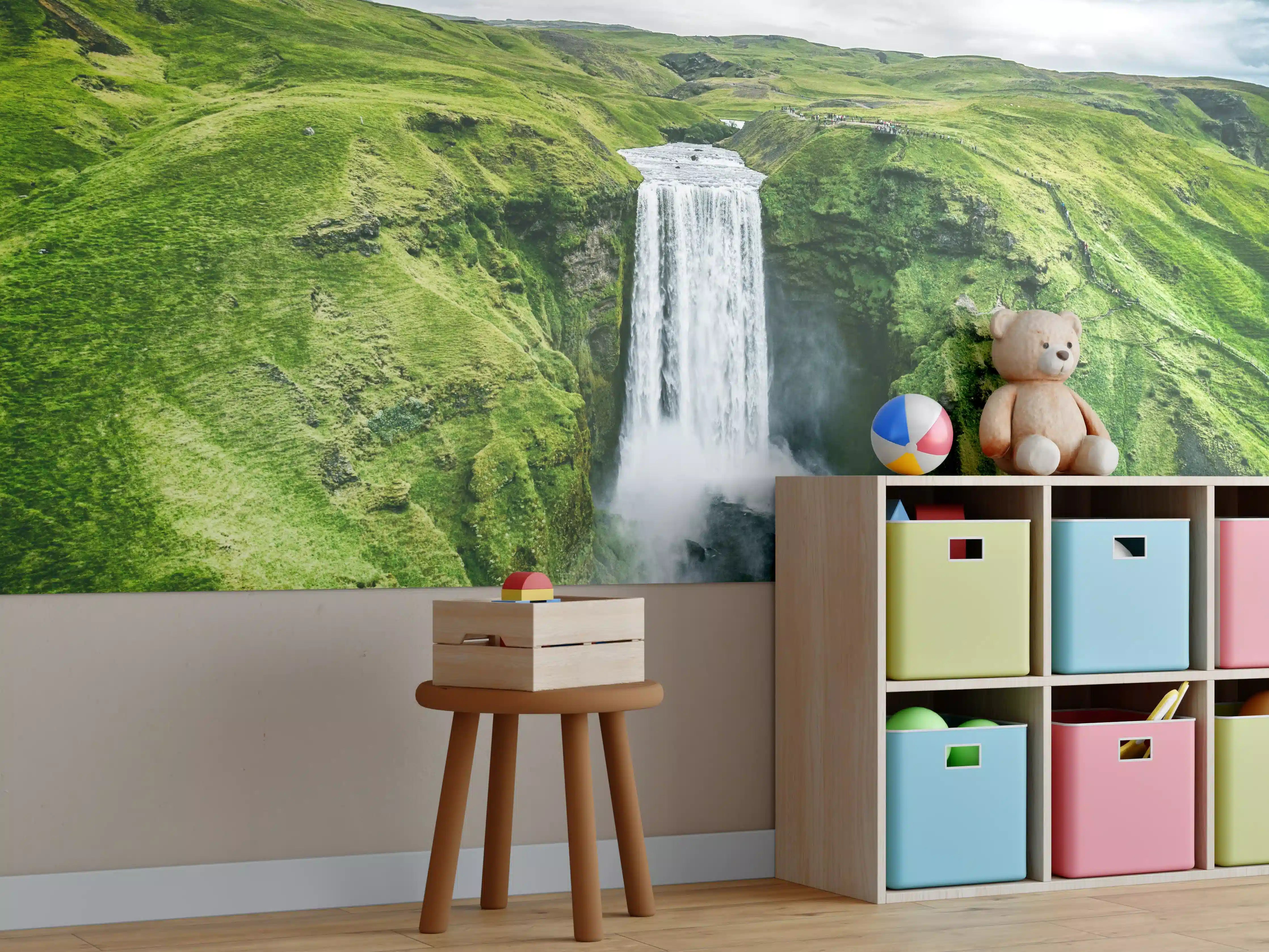 Kinderzimmer Wandgestaltung - Isländischer Wasserfall Skogafoss