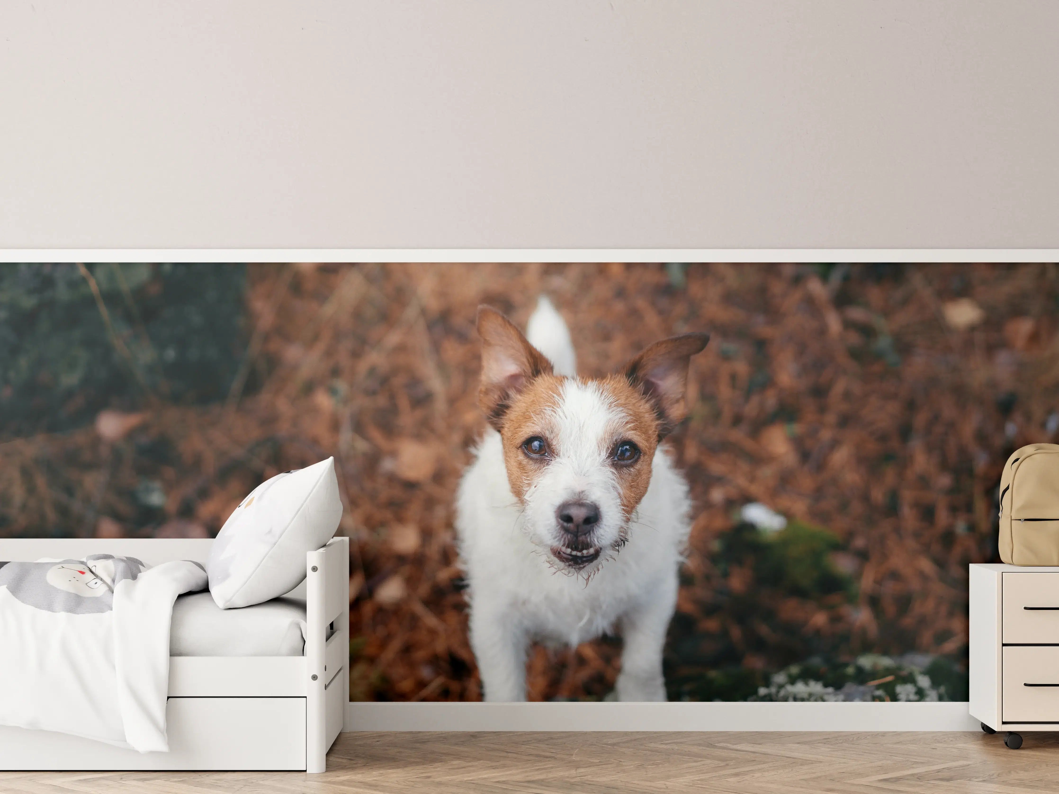 Kinderzimmer Wandgestaltung - Jack Russell im herbstlichen Park