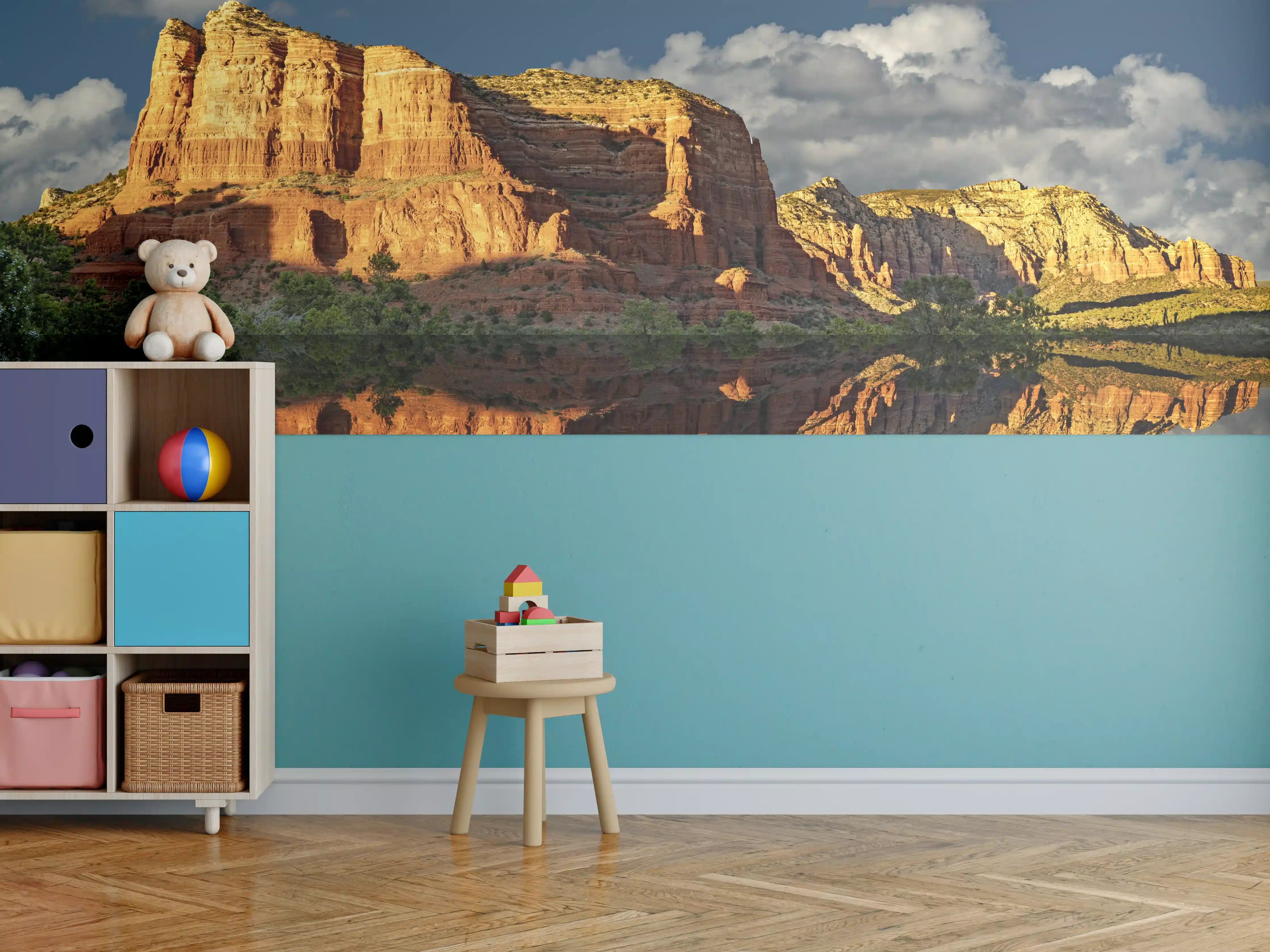 Kinderzimmer Wandgestaltung - Jack's Canyon mit Wasser Reflektion