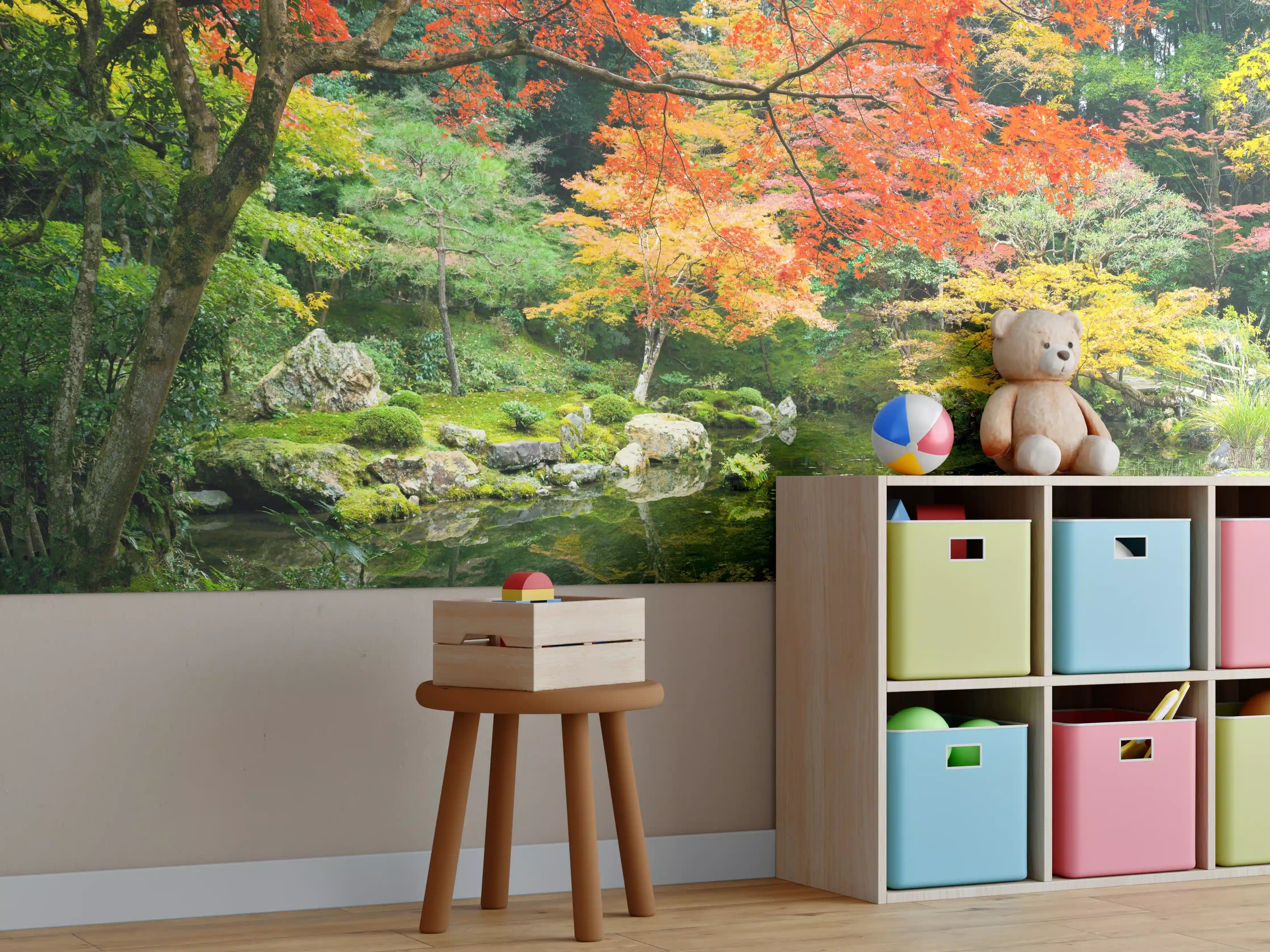 Kinderzimmer Wandgestaltung - Japanischer Garten im Herbst