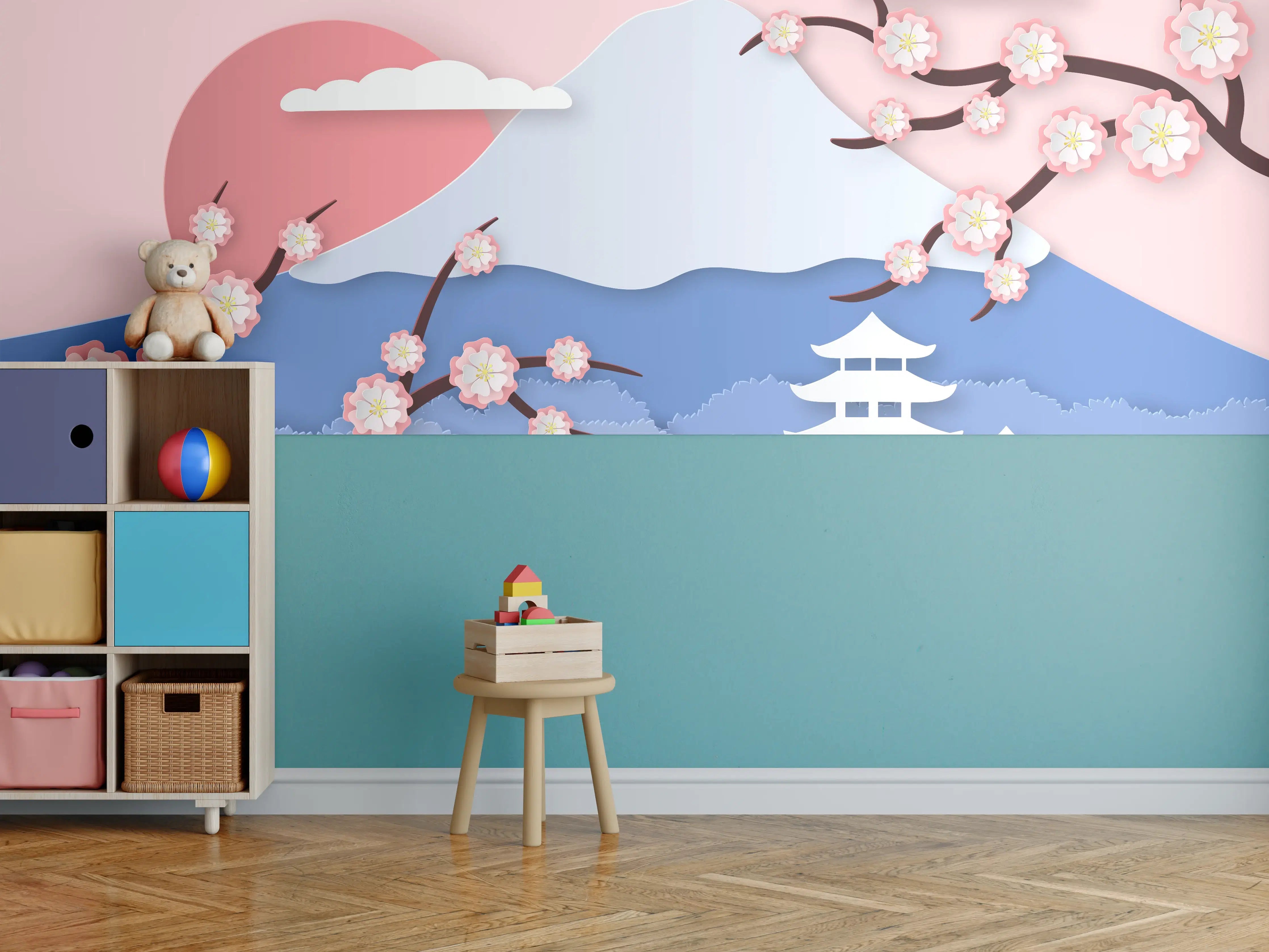 Kinderzimmer Wandgestaltung - Japanischer Kirschblüten-Ansicht