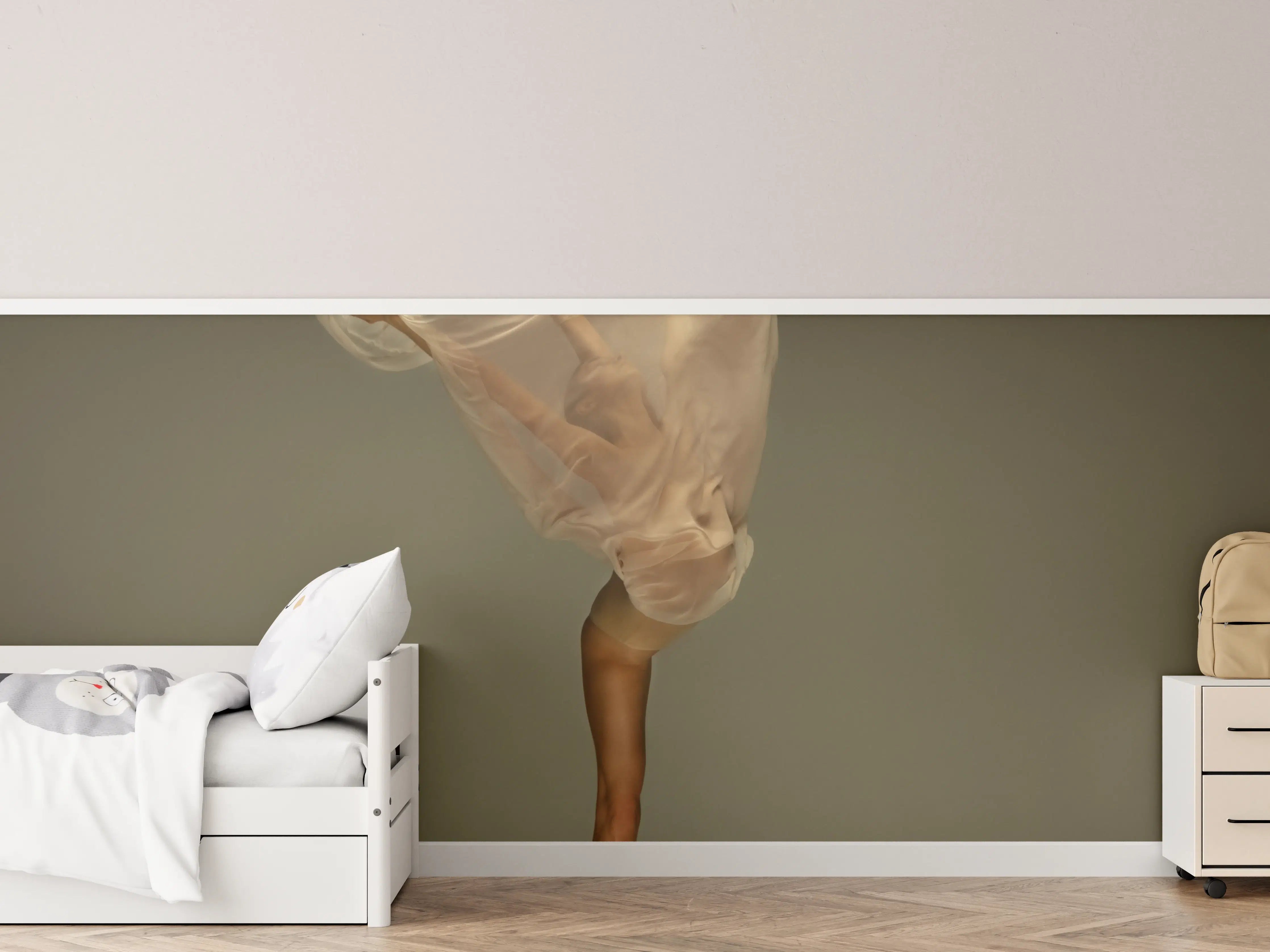 Kinderzimmer Wandgestaltung - Junge Ballerina in grauem Studio