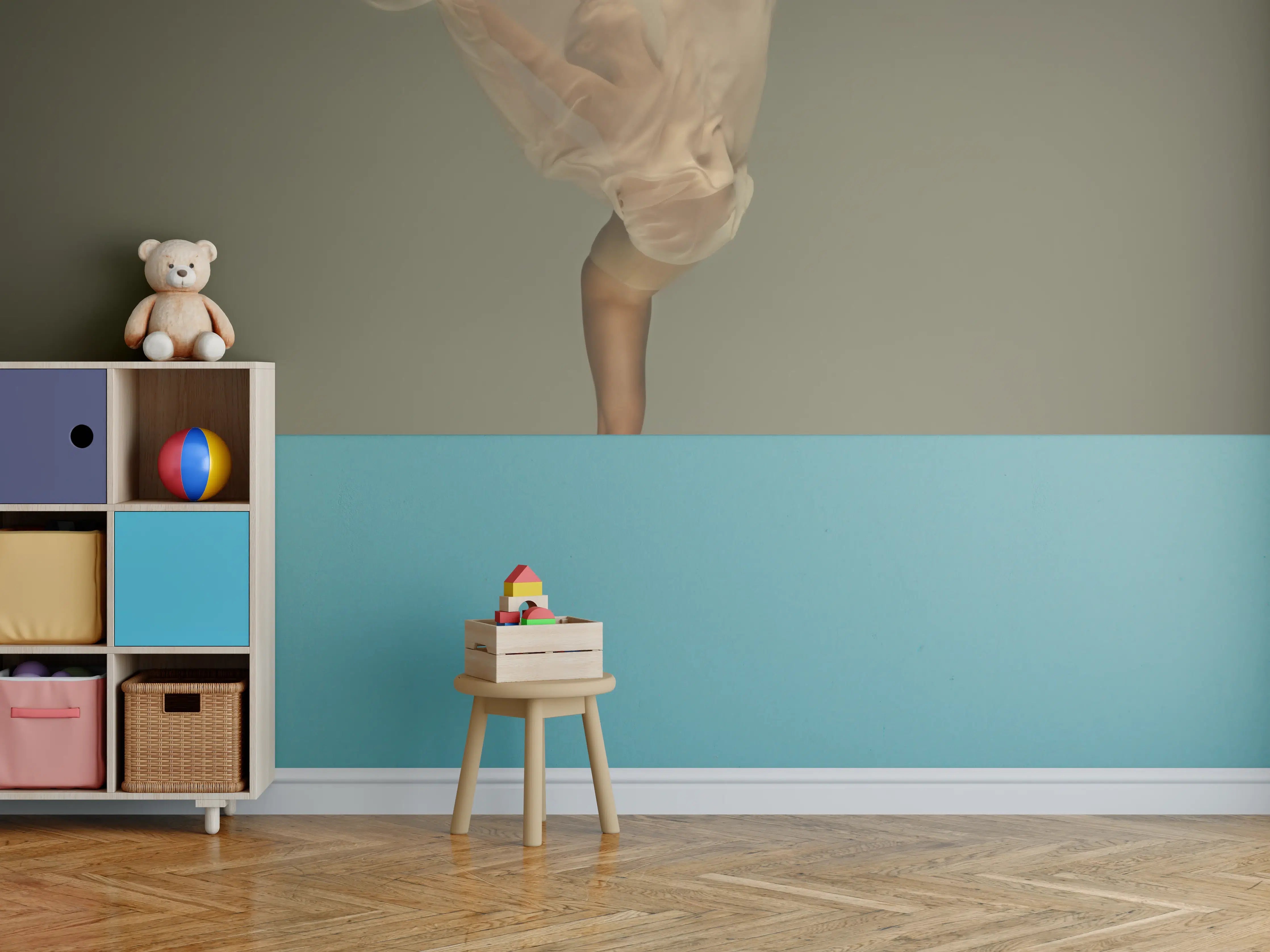 Kinderzimmer Wandgestaltung - Junge Ballerina in grauem Studio