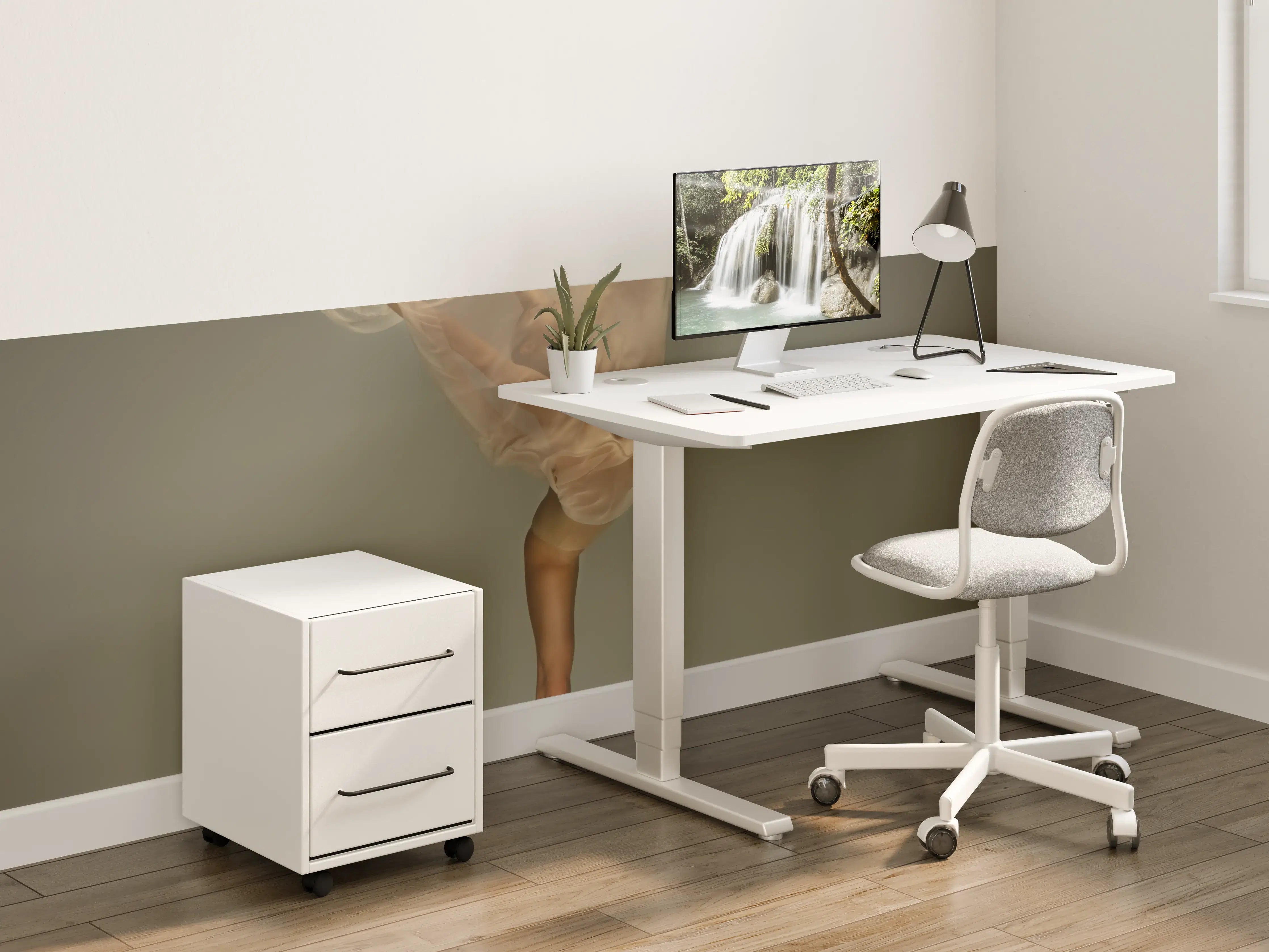 Kinderzimmer Wandgestaltung - Junge Ballerina in grauem Studio