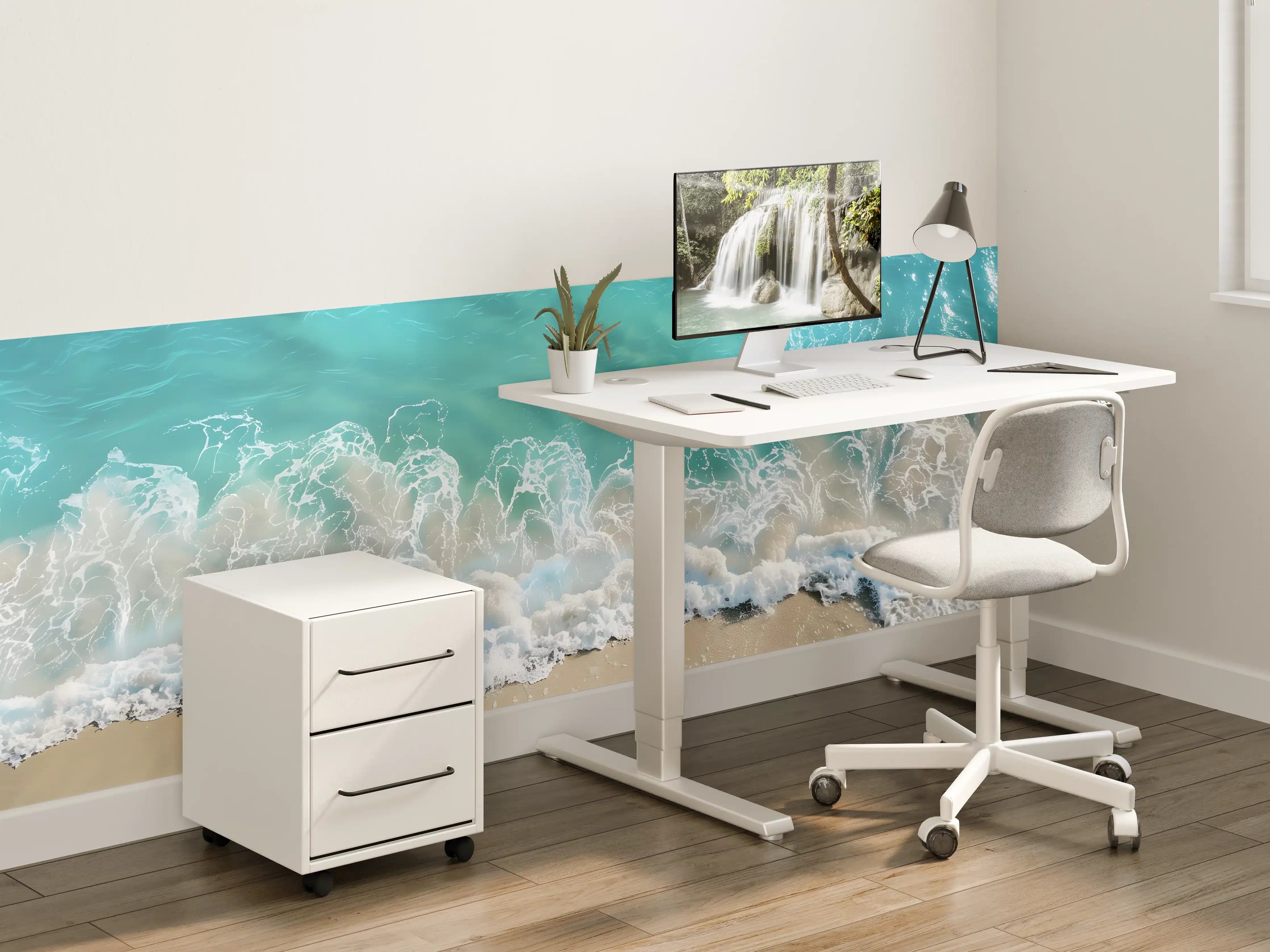 Kinderzimmer Wandgestaltung - Karibik Strand mit türkisblauem Wasser