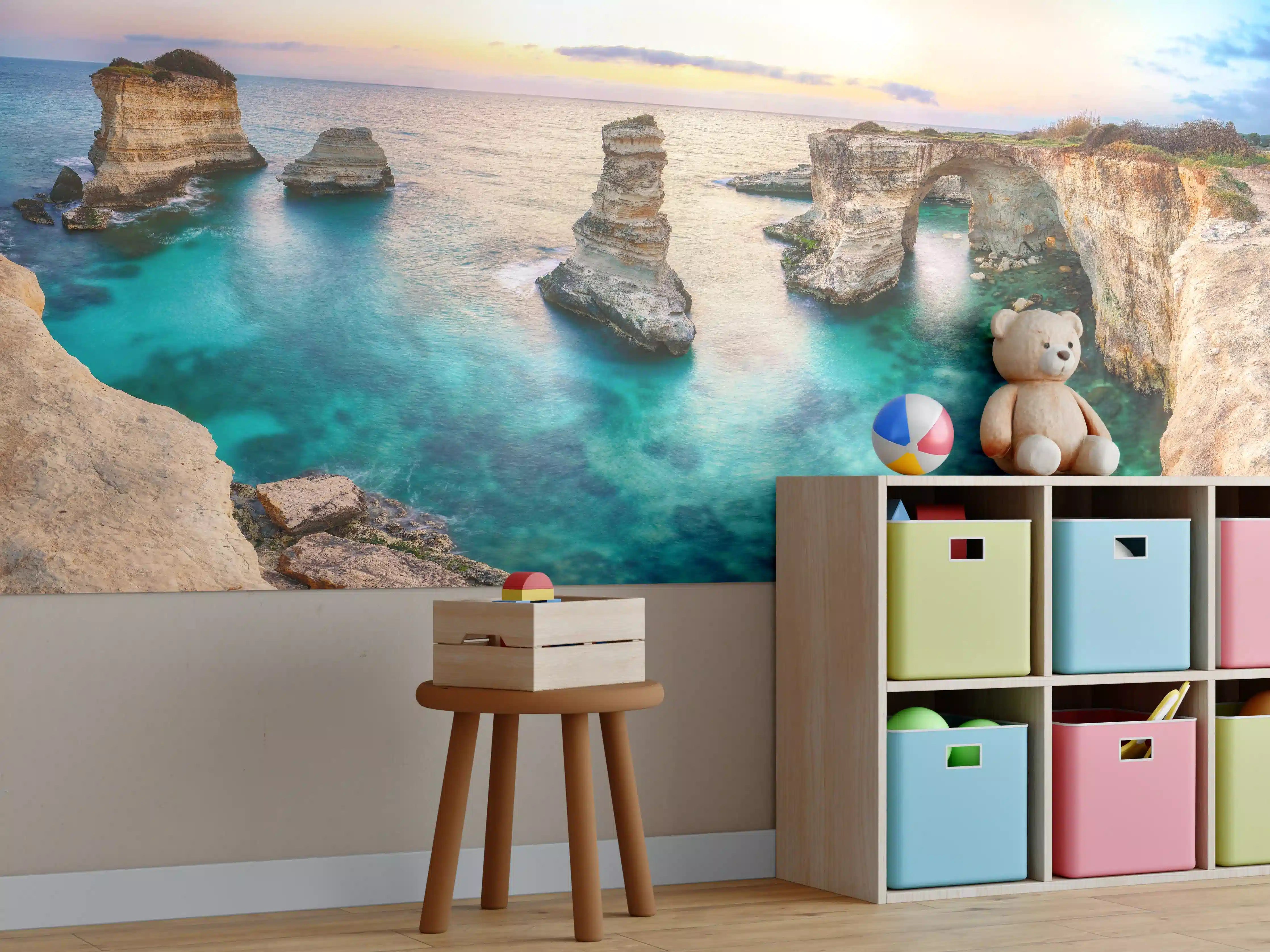 Kinderzimmer Wandgestaltung - Karibisches Küstenpanorama mit klarem Wasser