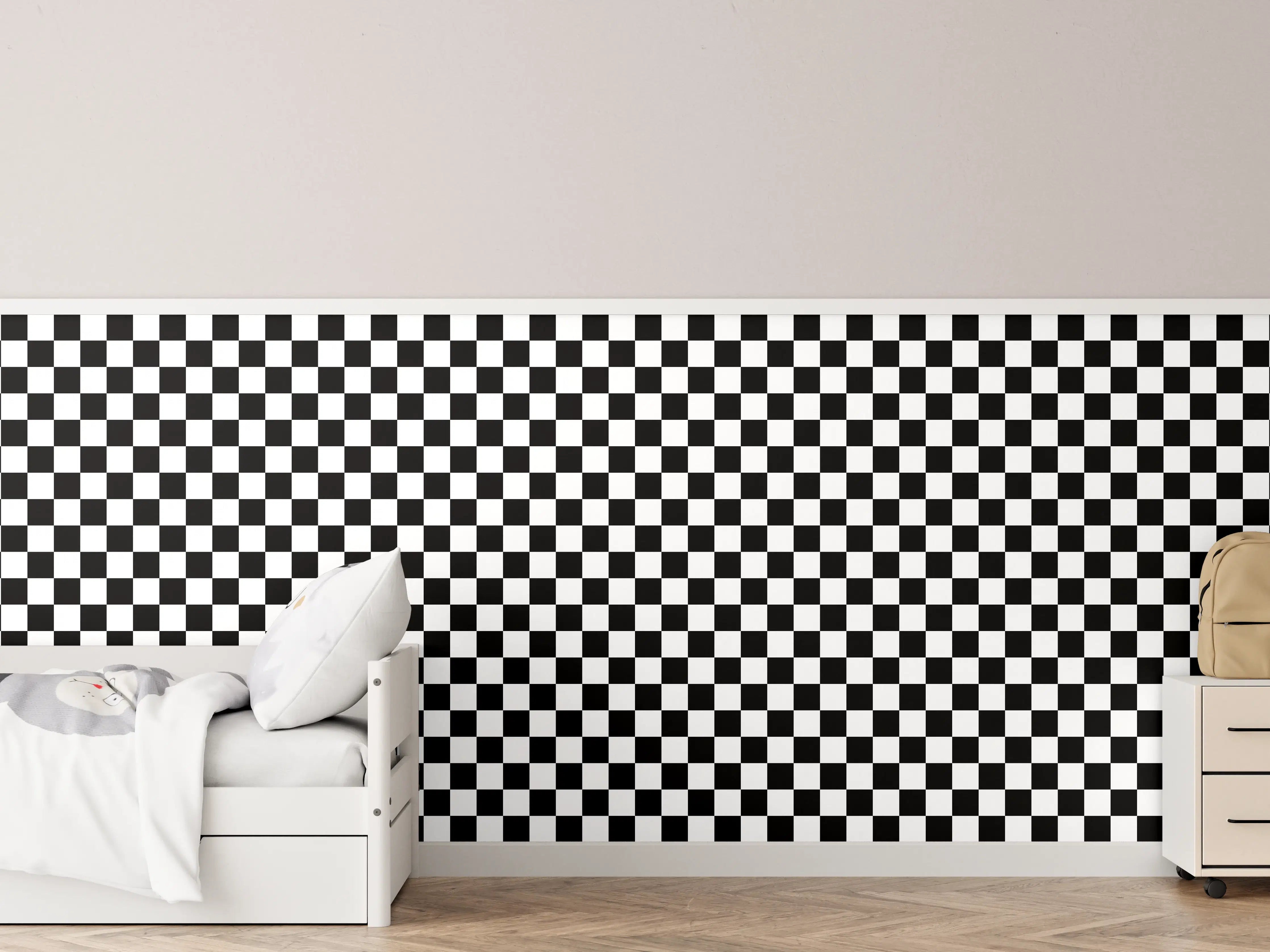 Kinderzimmer Wandgestaltung - Kariertes Schach-Muster