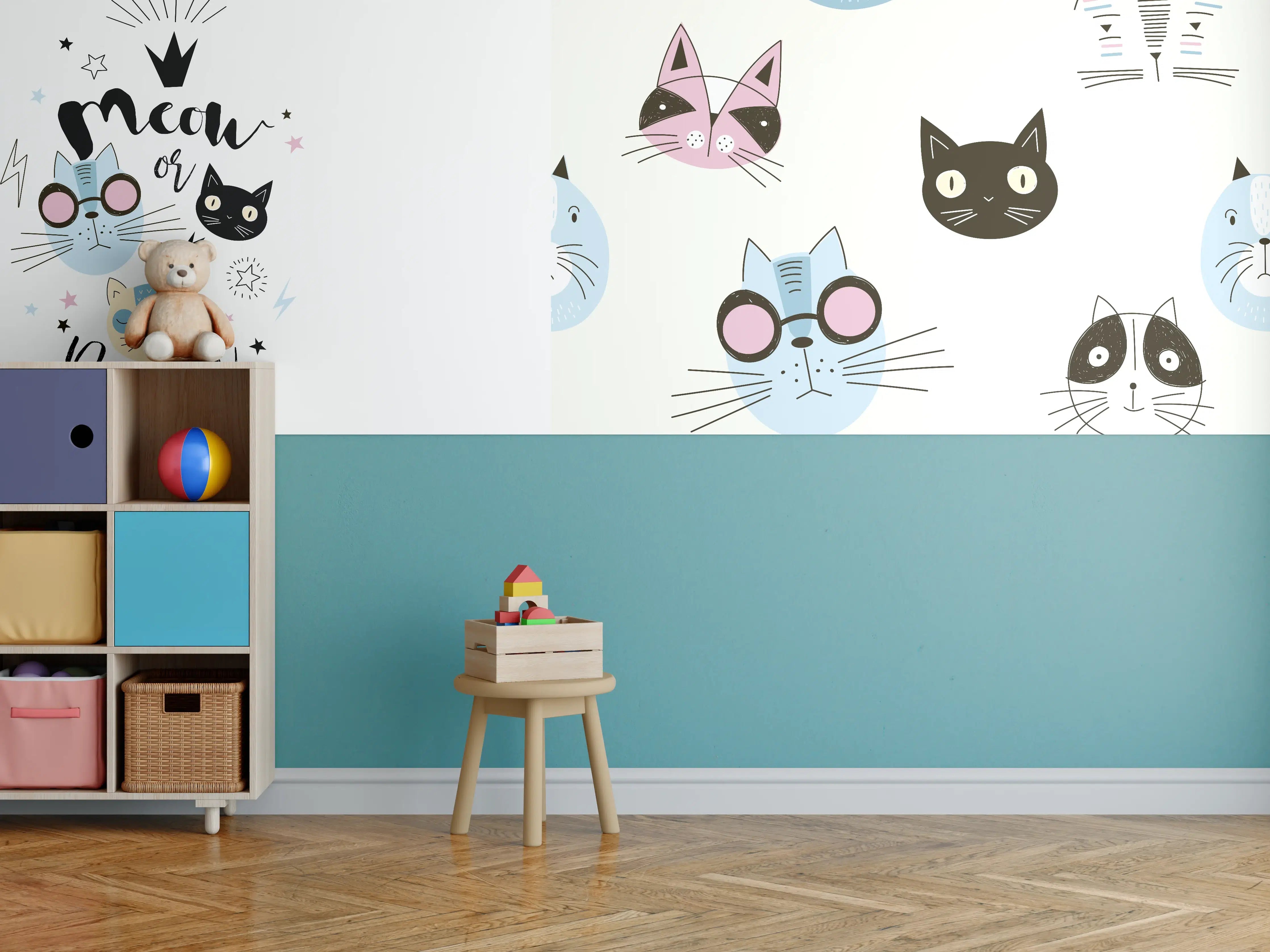 Kinderzimmer Wandgestaltung - Katzen-Muster Pyjama-Set