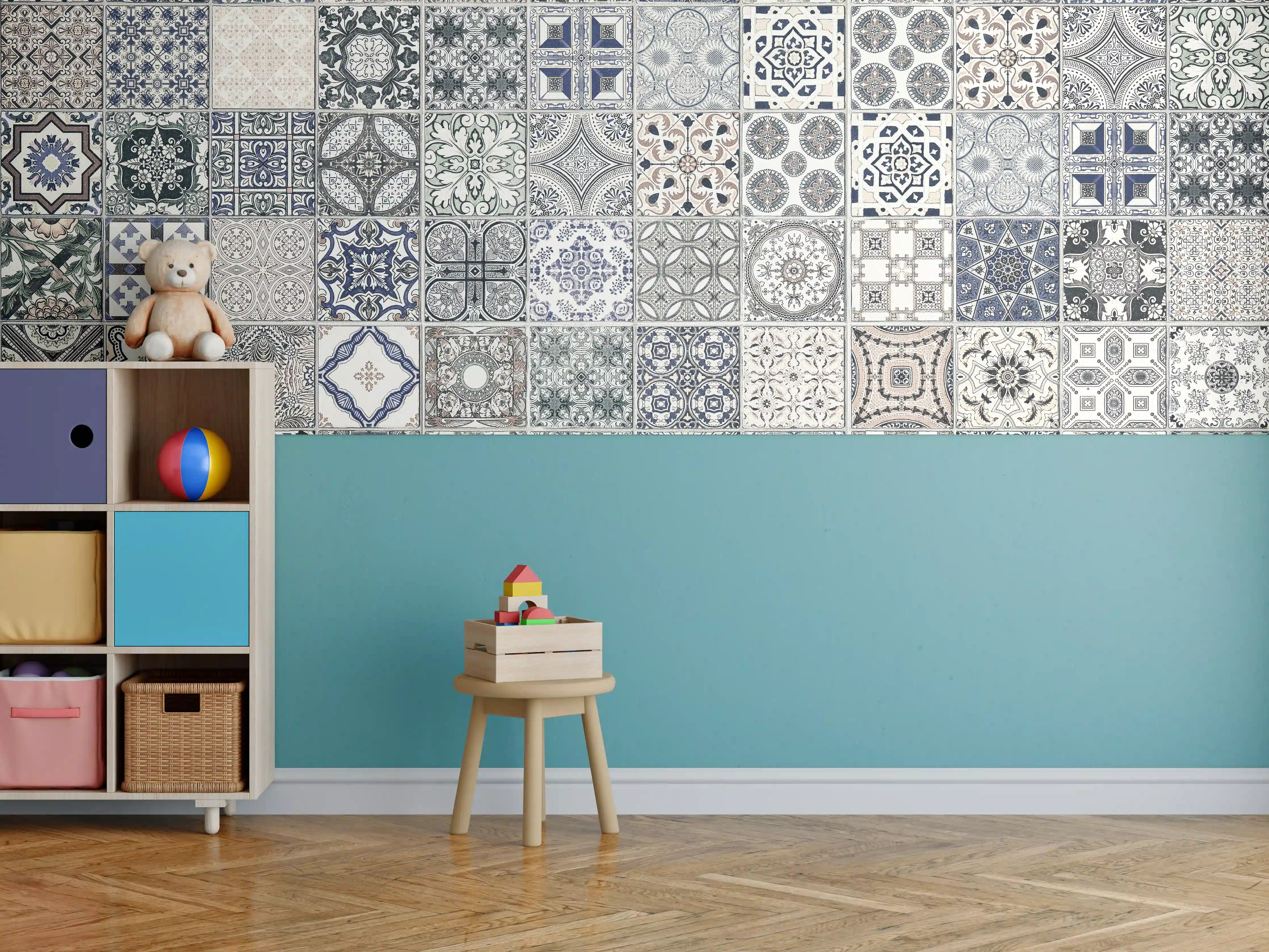 Kinderzimmer Wandgestaltung - Keramik-Patchwork im arabischen Stil