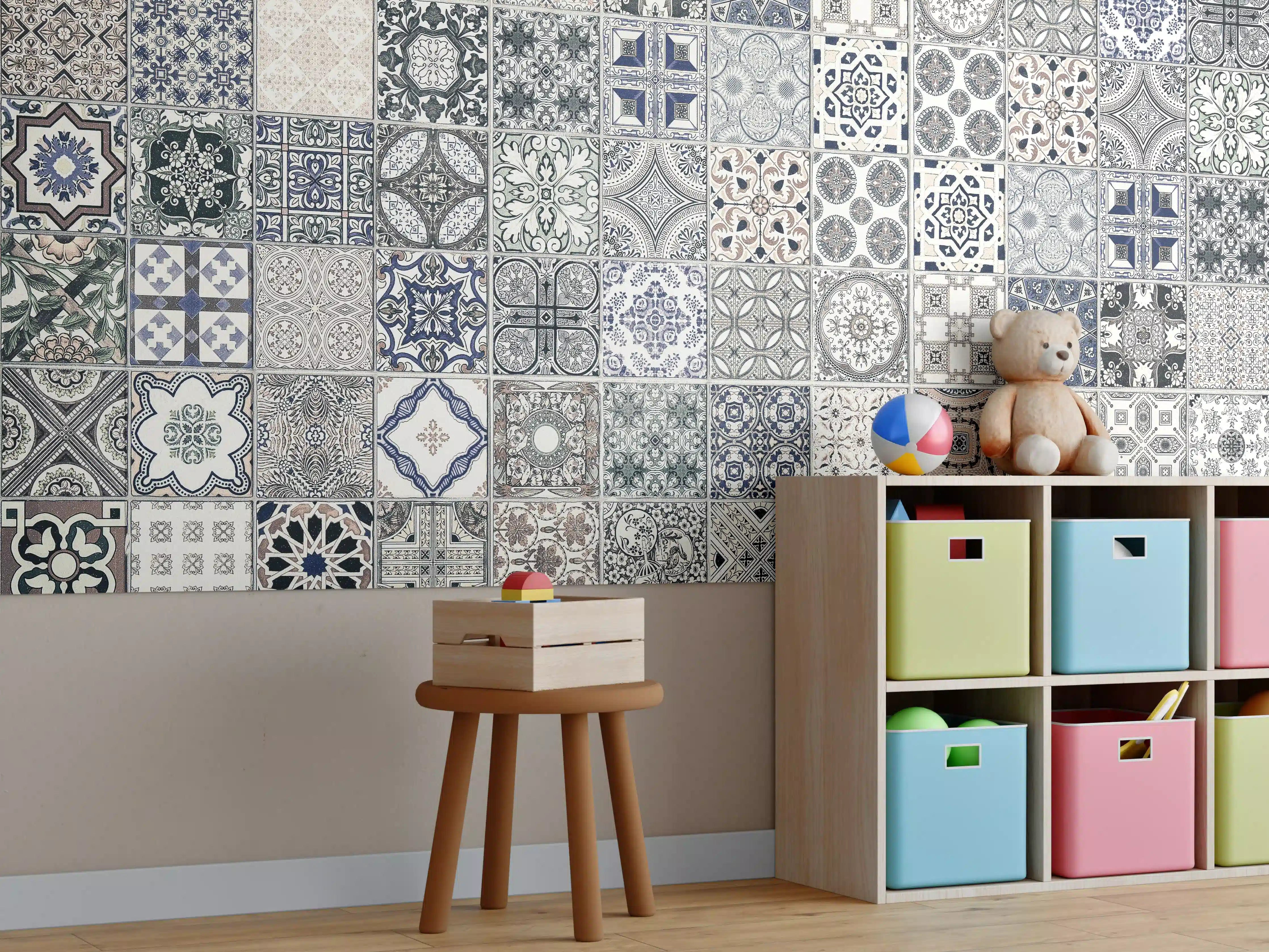 Kinderzimmer Wandgestaltung - Keramik-Patchwork im arabischen Stil