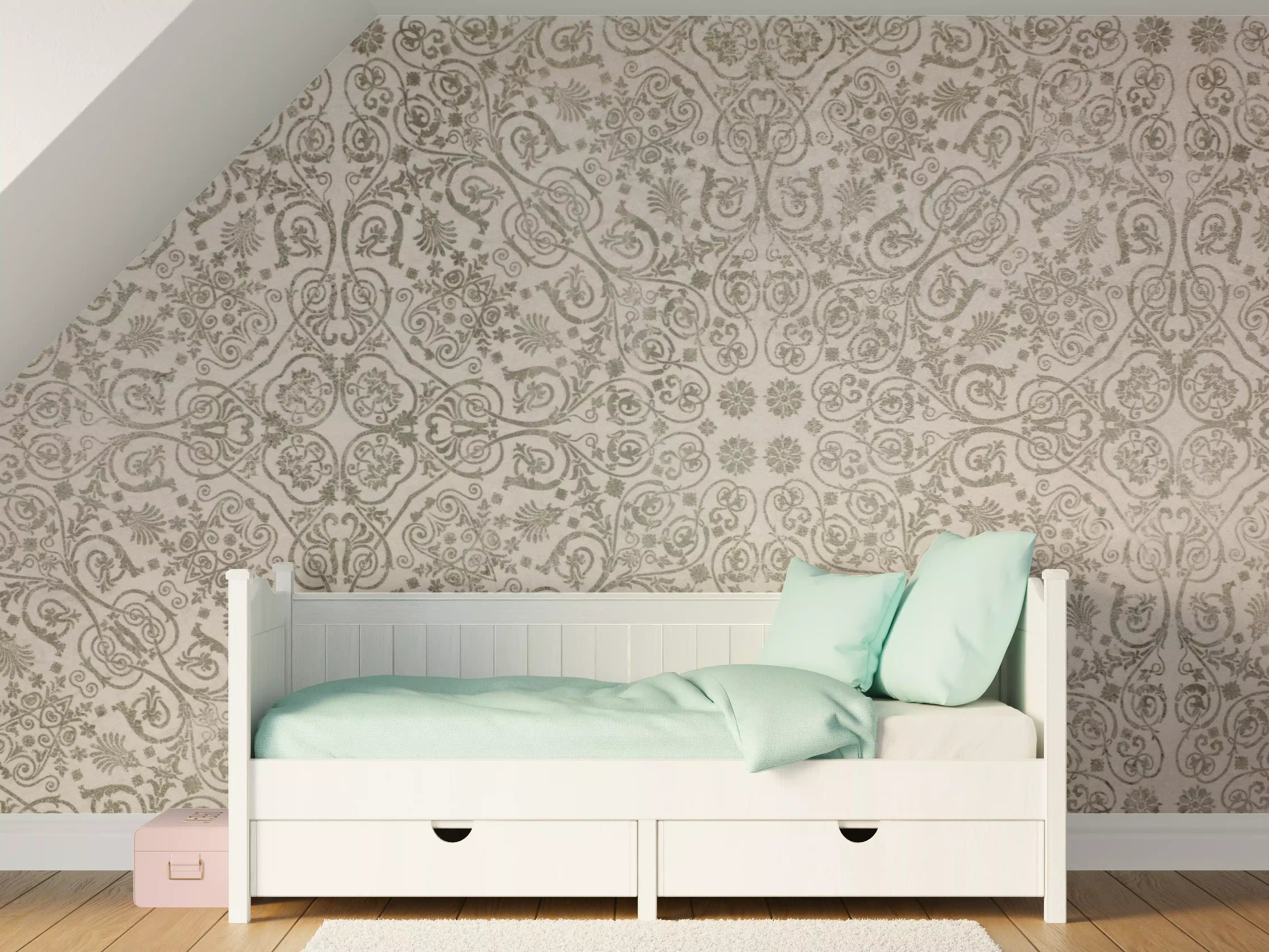 Kinderzimmer Wandgestaltung - Keramikfliese mit abstraktem Mosaik-Blumenmuster