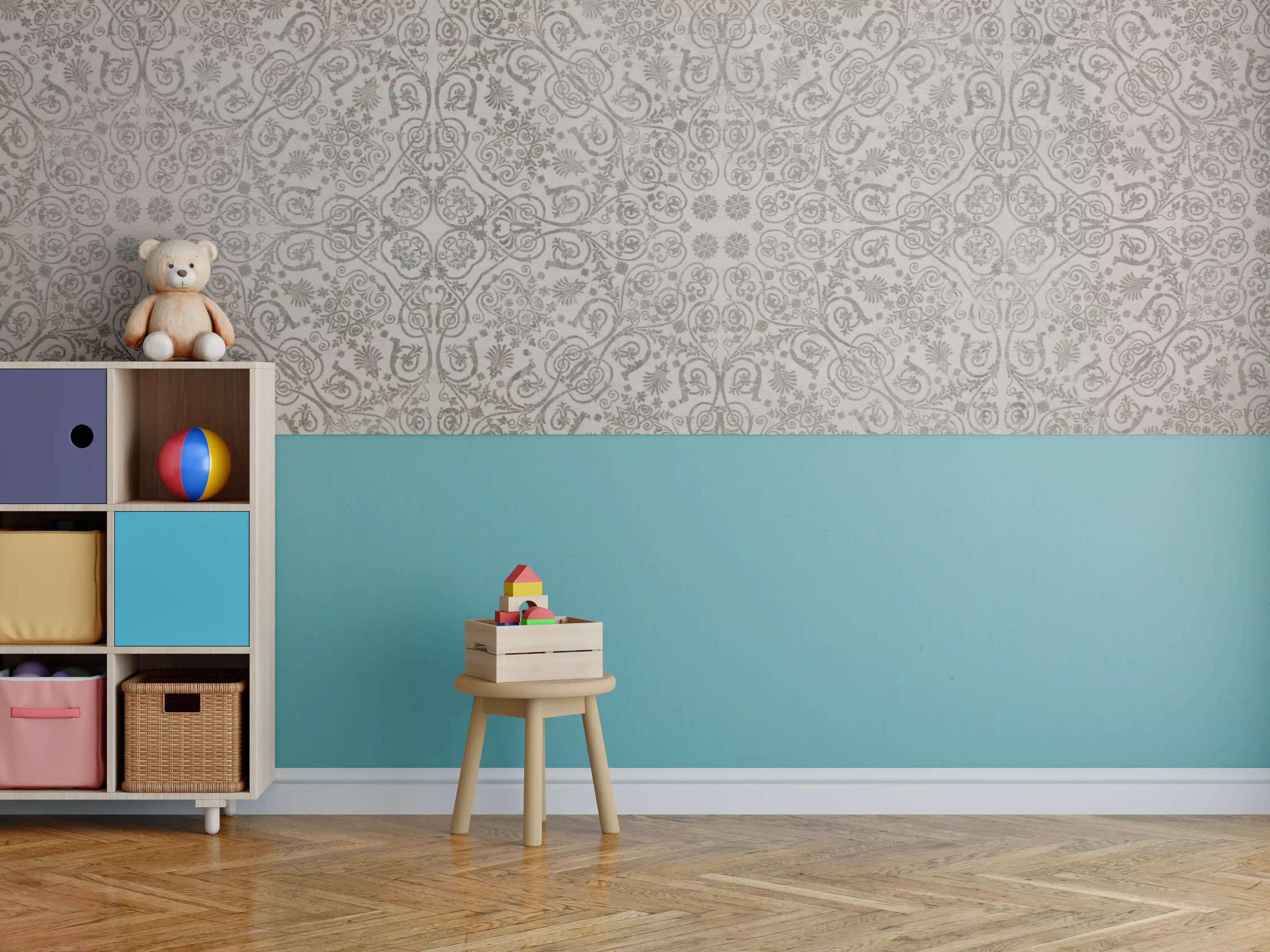 Kinderzimmer Wandgestaltung - Keramikfliese mit abstraktem Mosaik-Blumenmuster