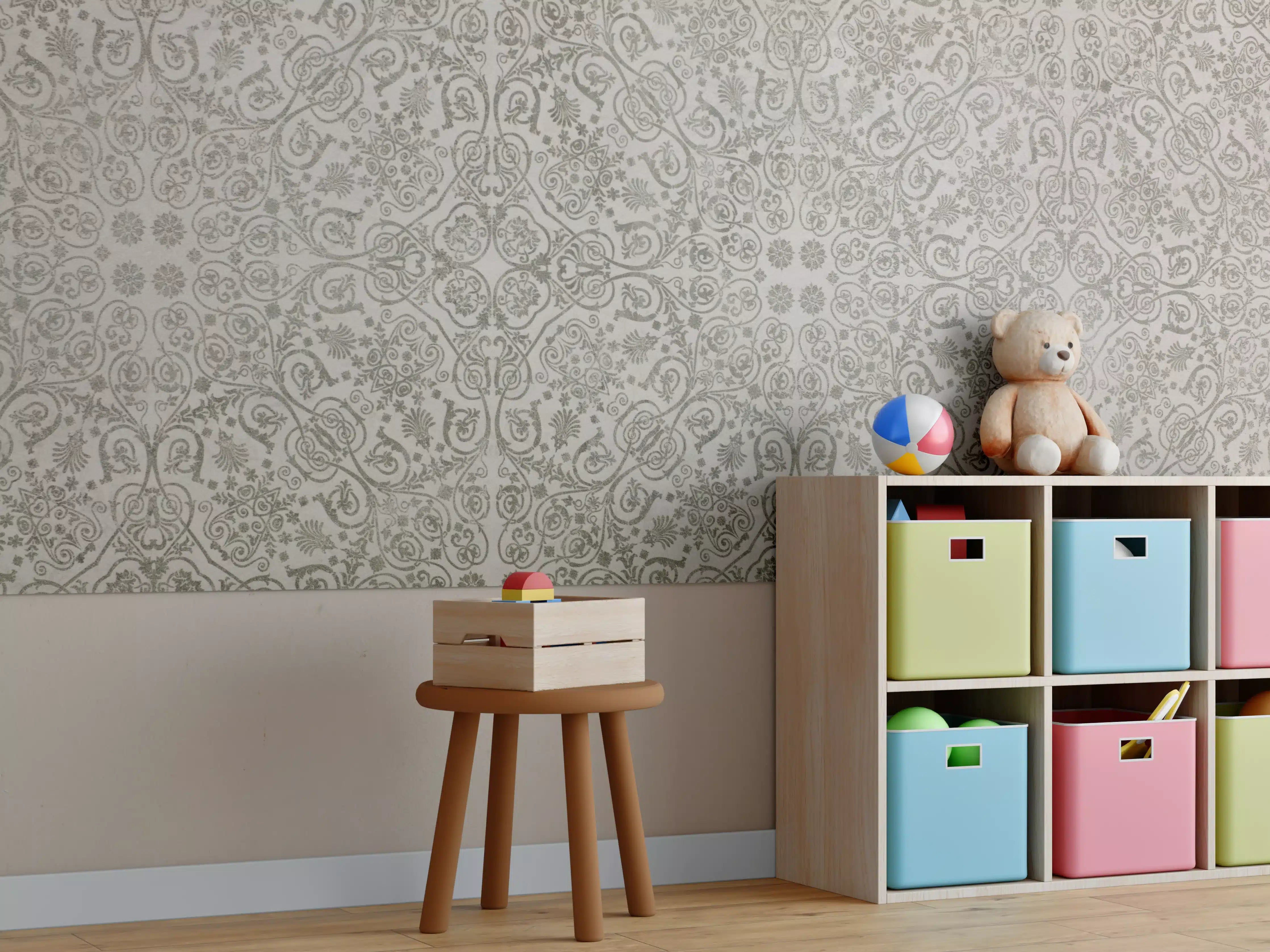 Kinderzimmer Wandgestaltung - Keramikfliese mit abstraktem Mosaik-Blumenmuster