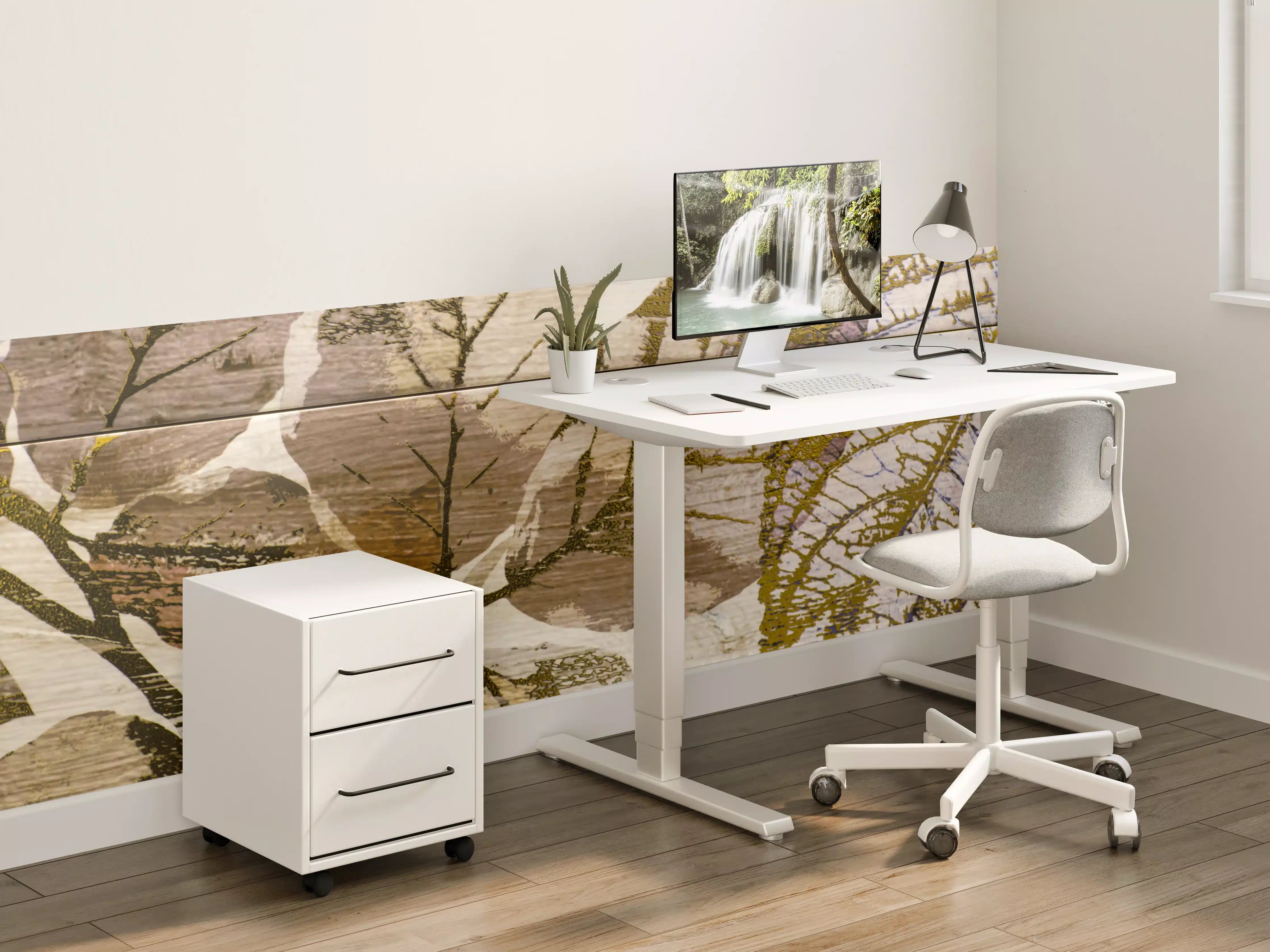 Kinderzimmer Wandgestaltung - Keramikfliesen Blattmuster Beige