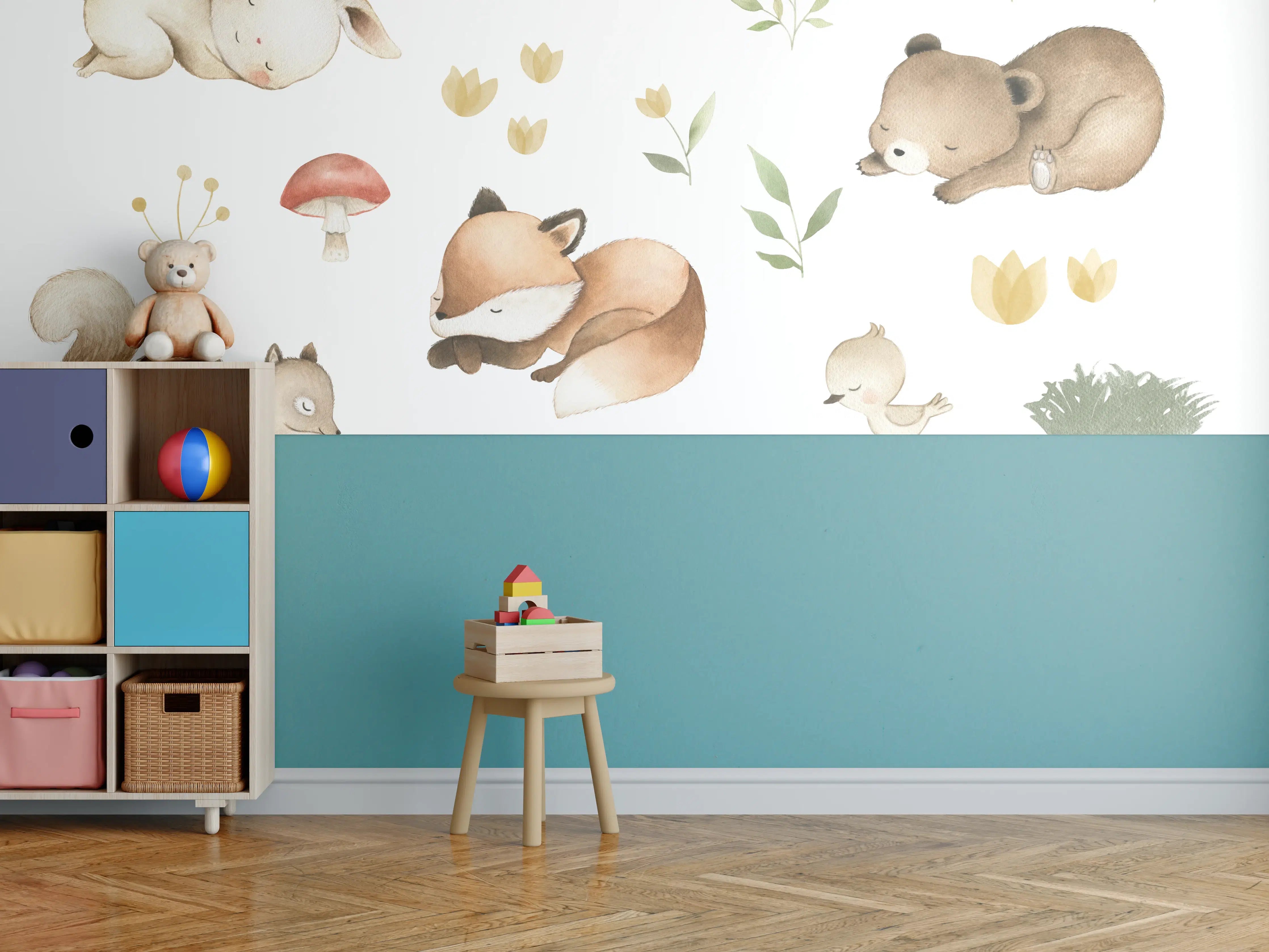 Kinderzimmer Wandgestaltung - Kindermotiv - Schlafende Tierchen