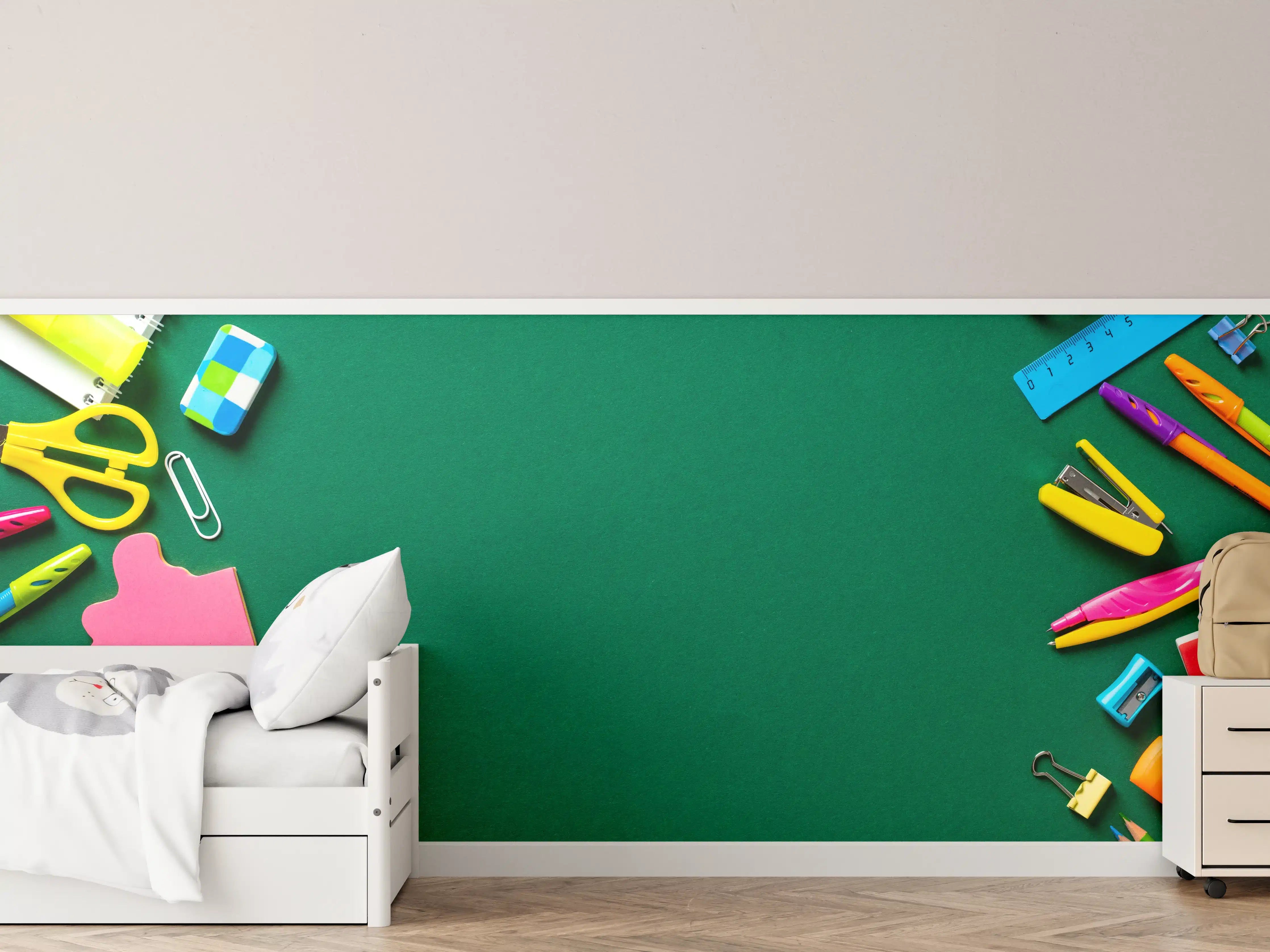 Kinderzimmer Wandgestaltung - Kindermotiv - Schulsachen