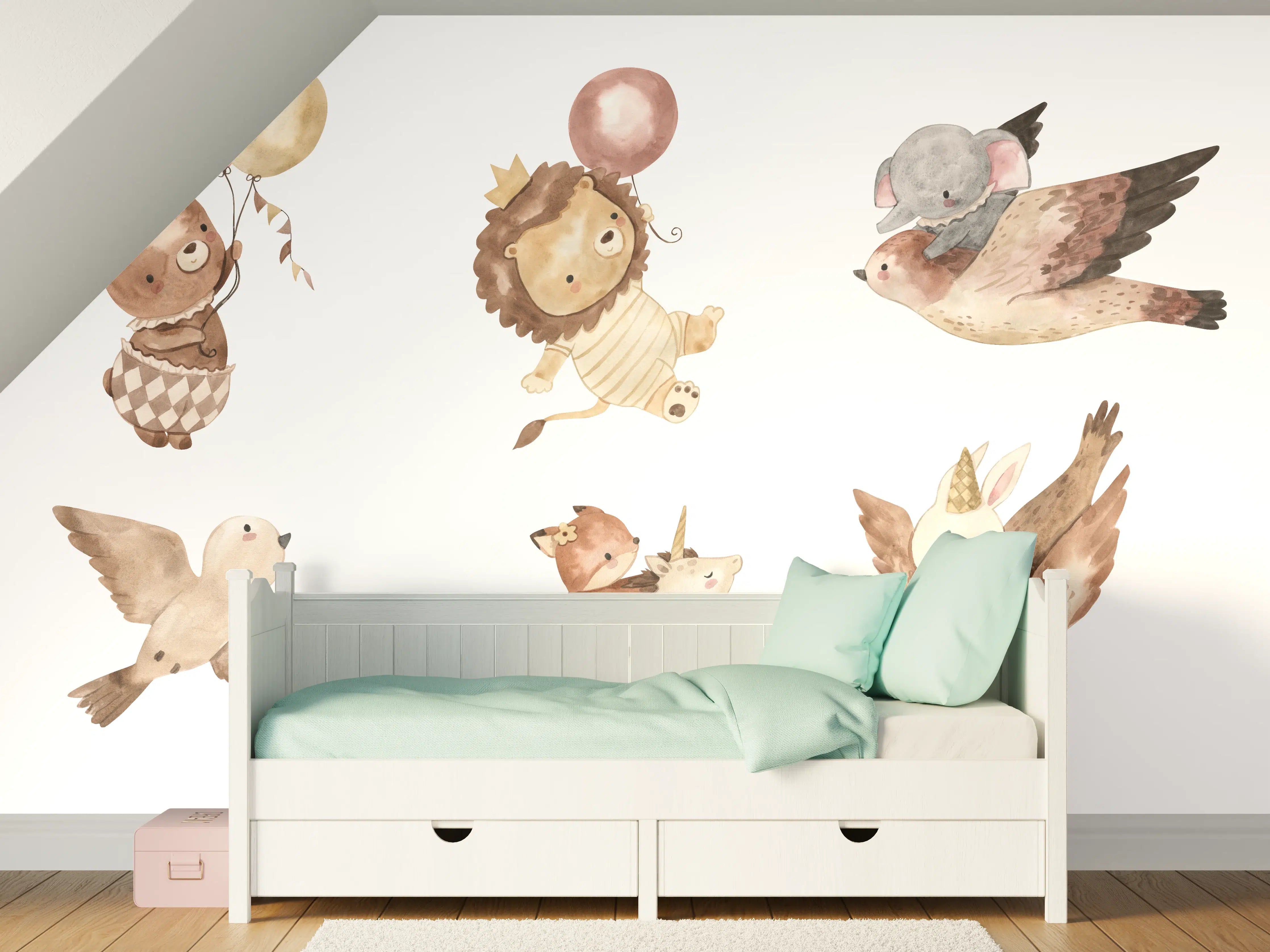 Kinderzimmer Wandgestaltung - Kindermotiv - Tiere in den Lüften