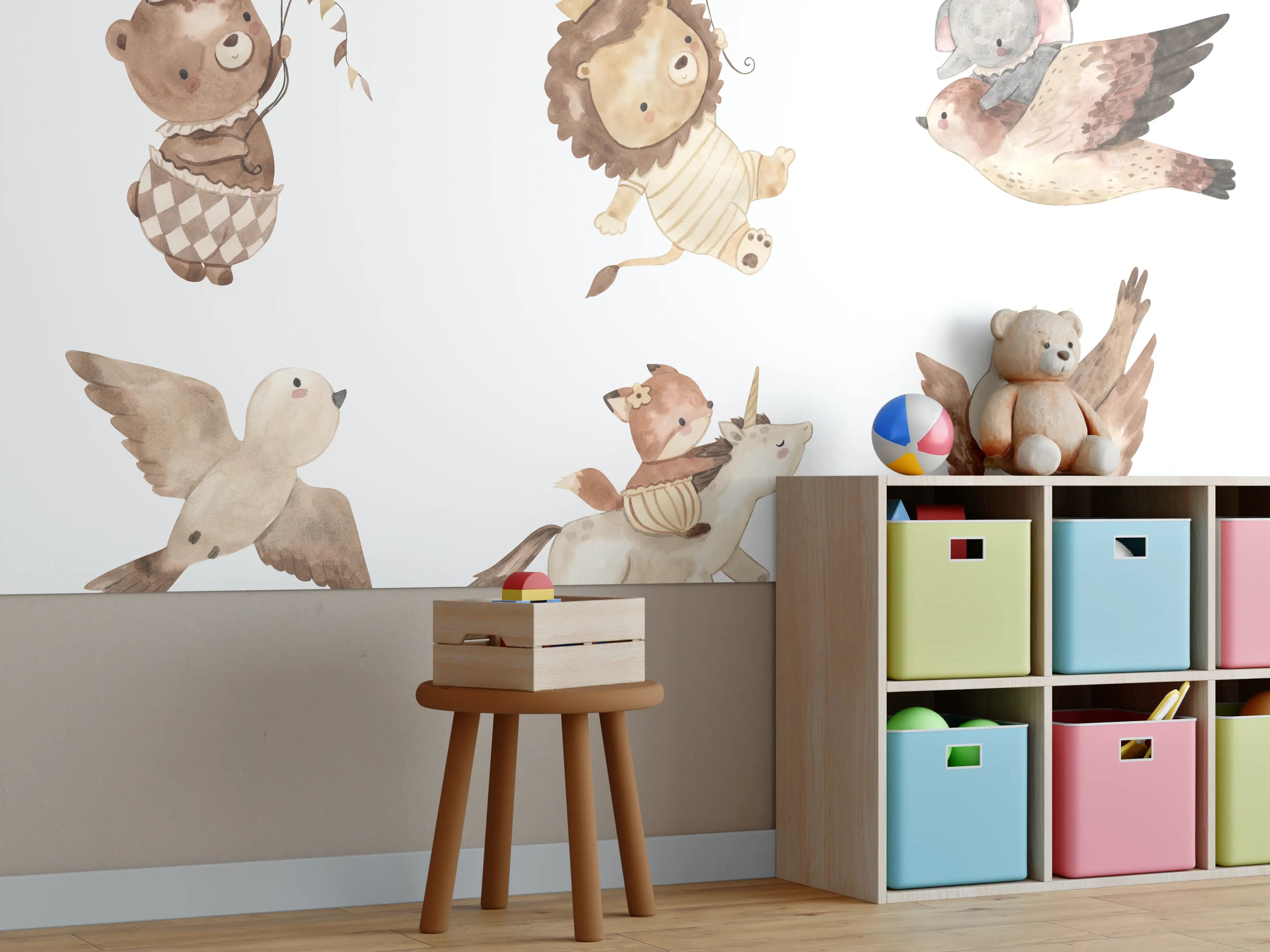 Kinderzimmer Wandgestaltung - Kindermotiv - Tiere in den Lüften