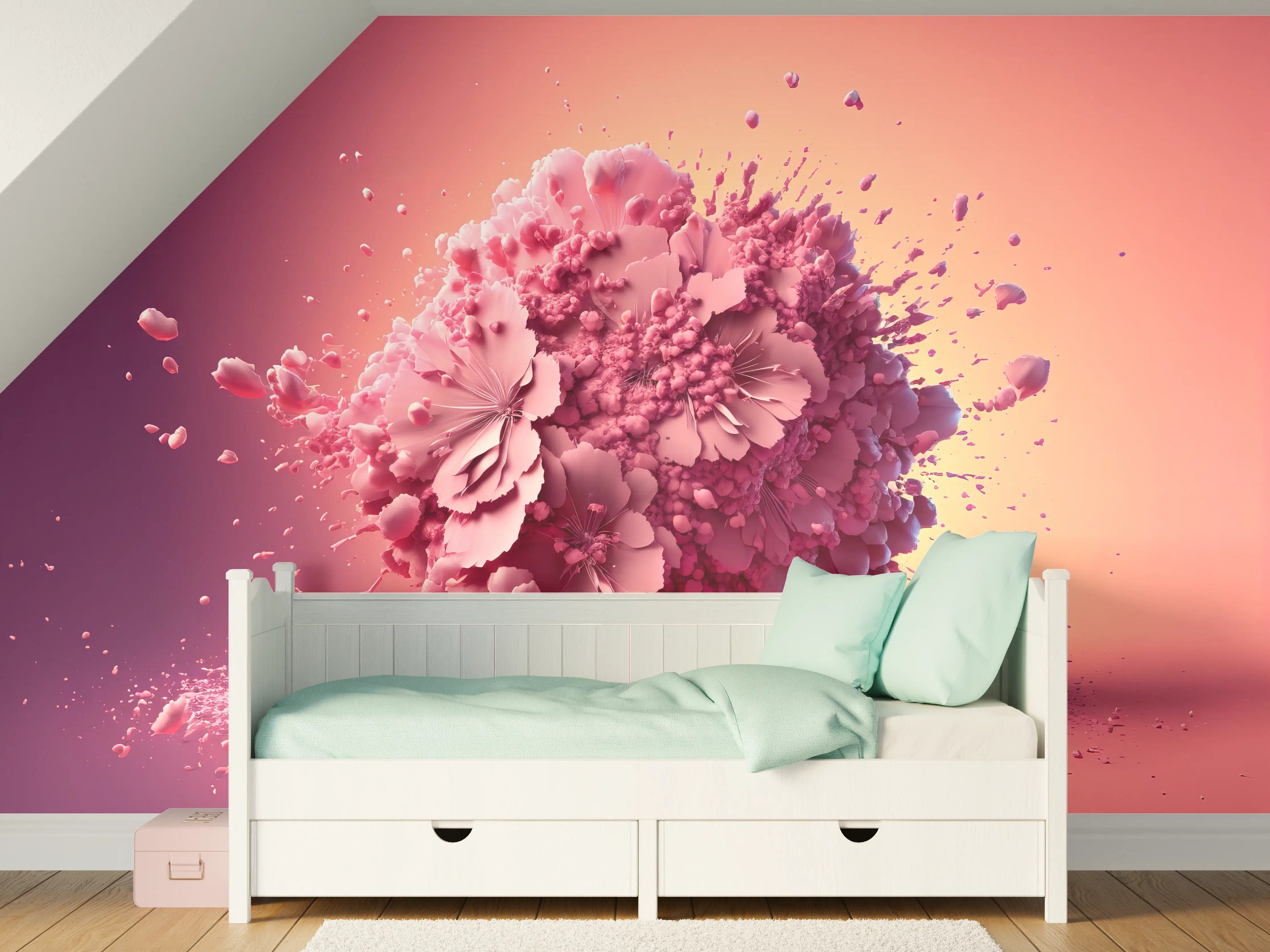 Kinderzimmer Wandgestaltung - Kirschblüten Explosion Rosa