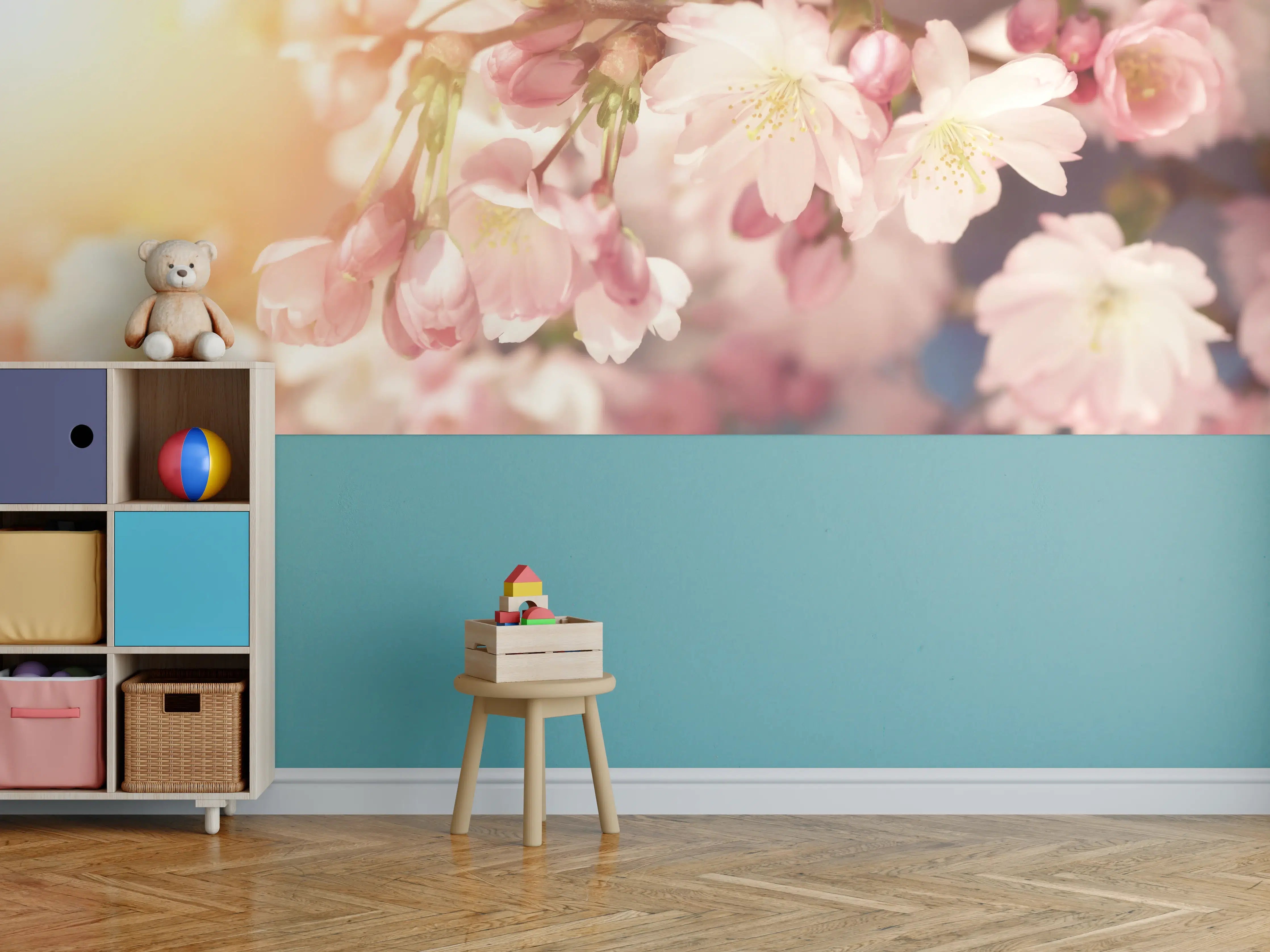 Kinderzimmer Wandgestaltung - Kirschblüten im Sonnenlicht