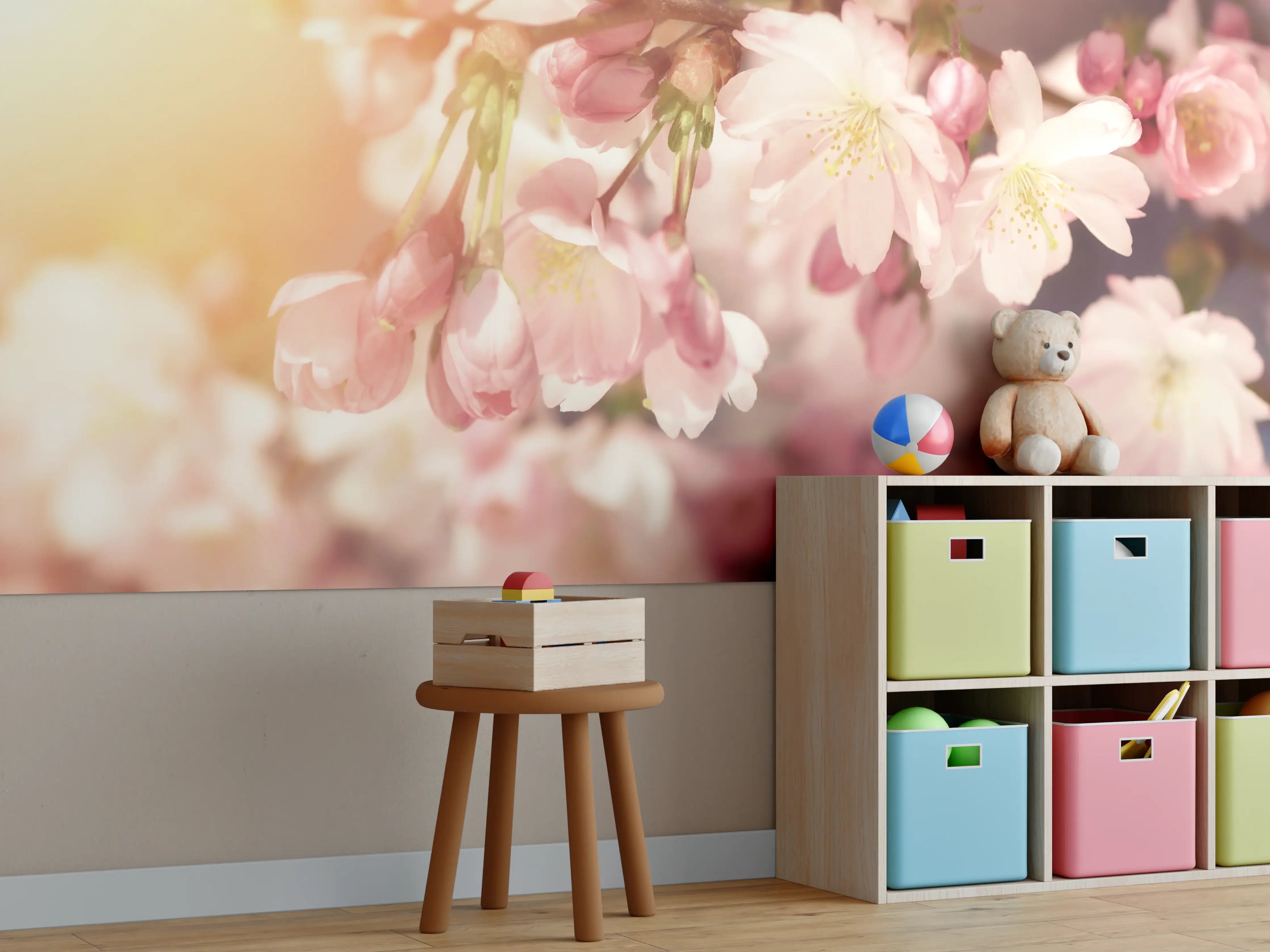Kinderzimmer Wandgestaltung - Kirschblüten im Sonnenlicht