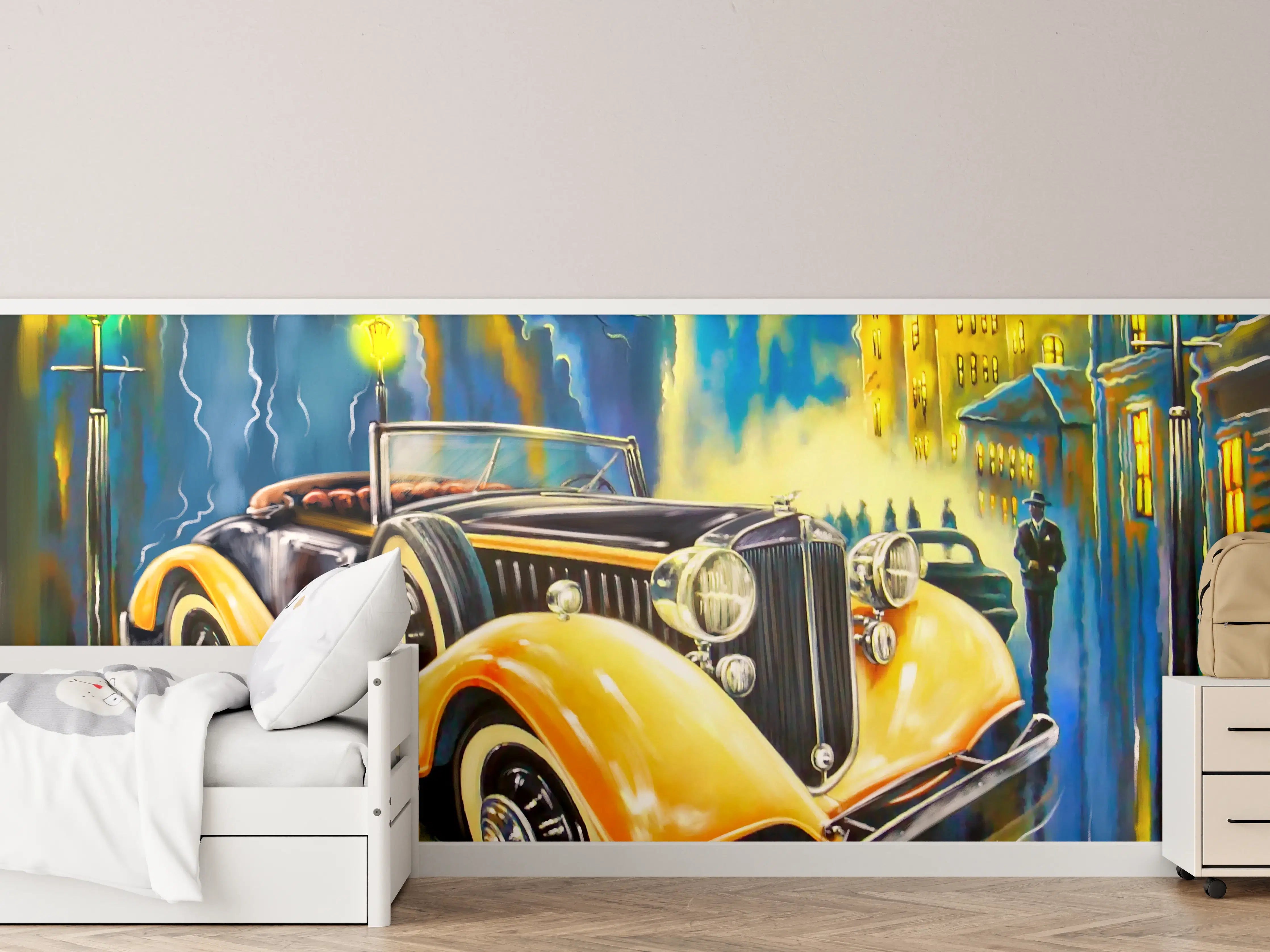 Kinderzimmer Wandgestaltung - Klassischer Oldtimer Kunstdruck