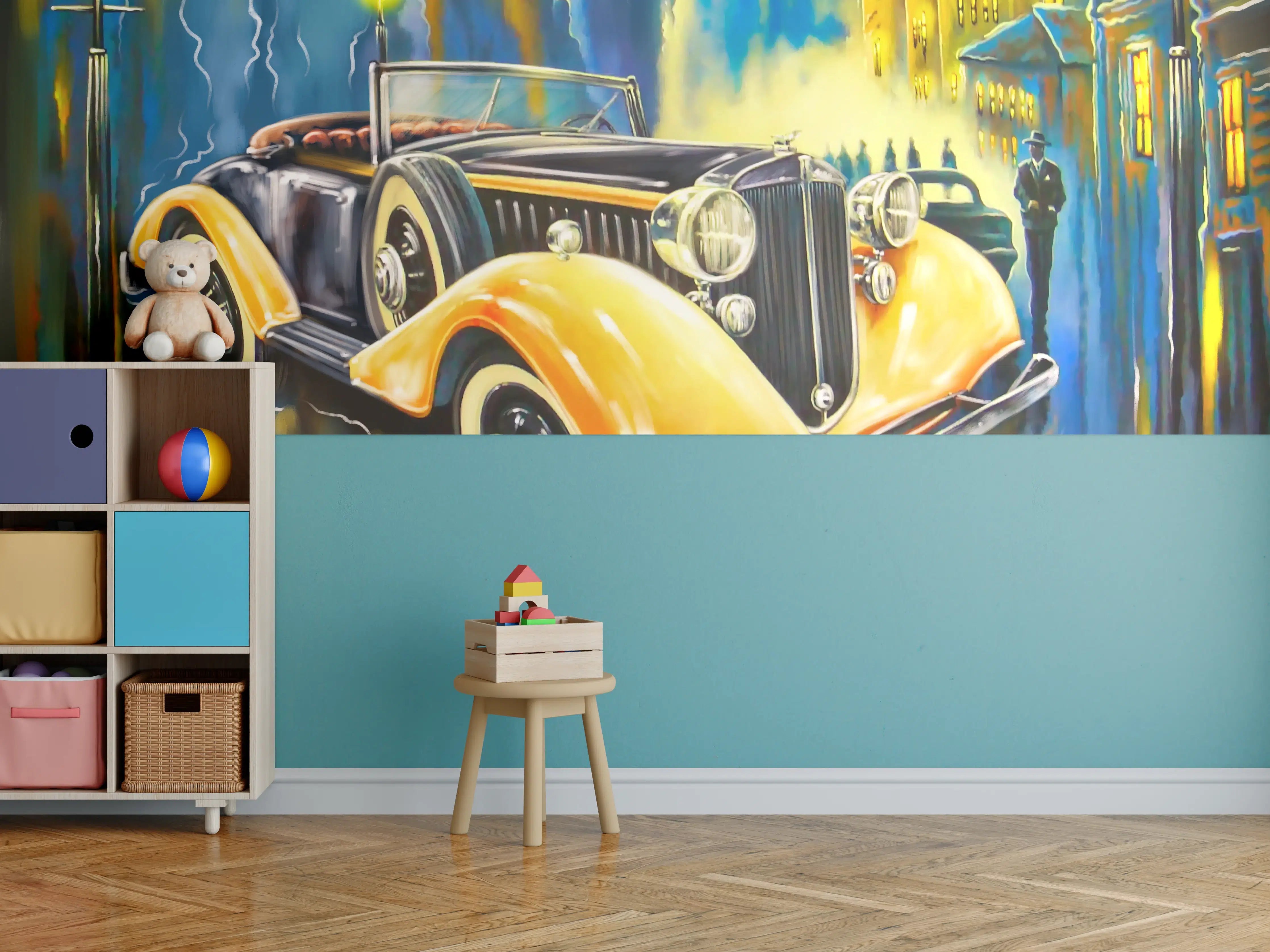 Kinderzimmer Wandgestaltung - Klassischer Oldtimer Kunstdruck