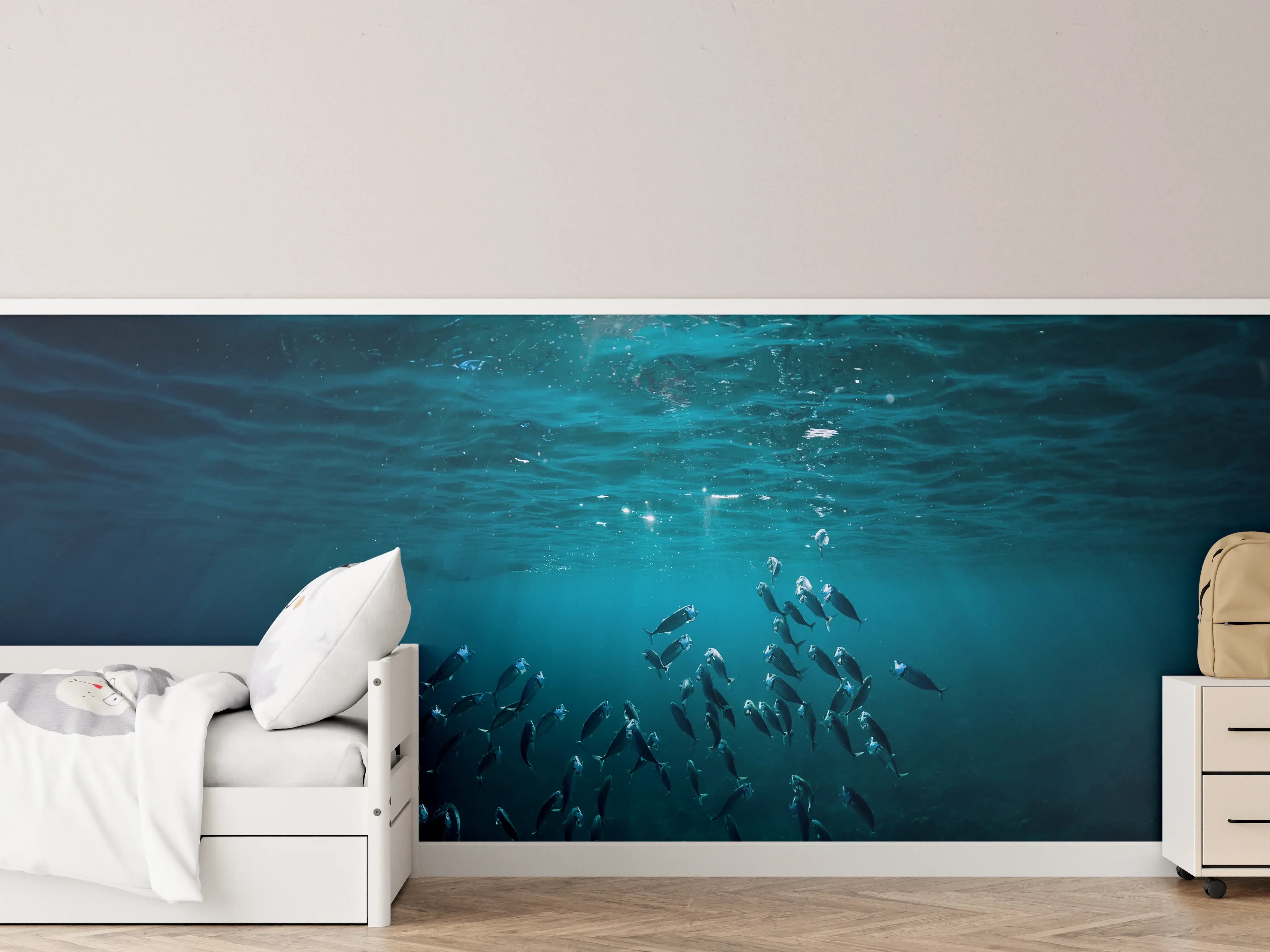 Kinderzimmer Wandgestaltung - Kleiner Fischschwarm Unterwasser