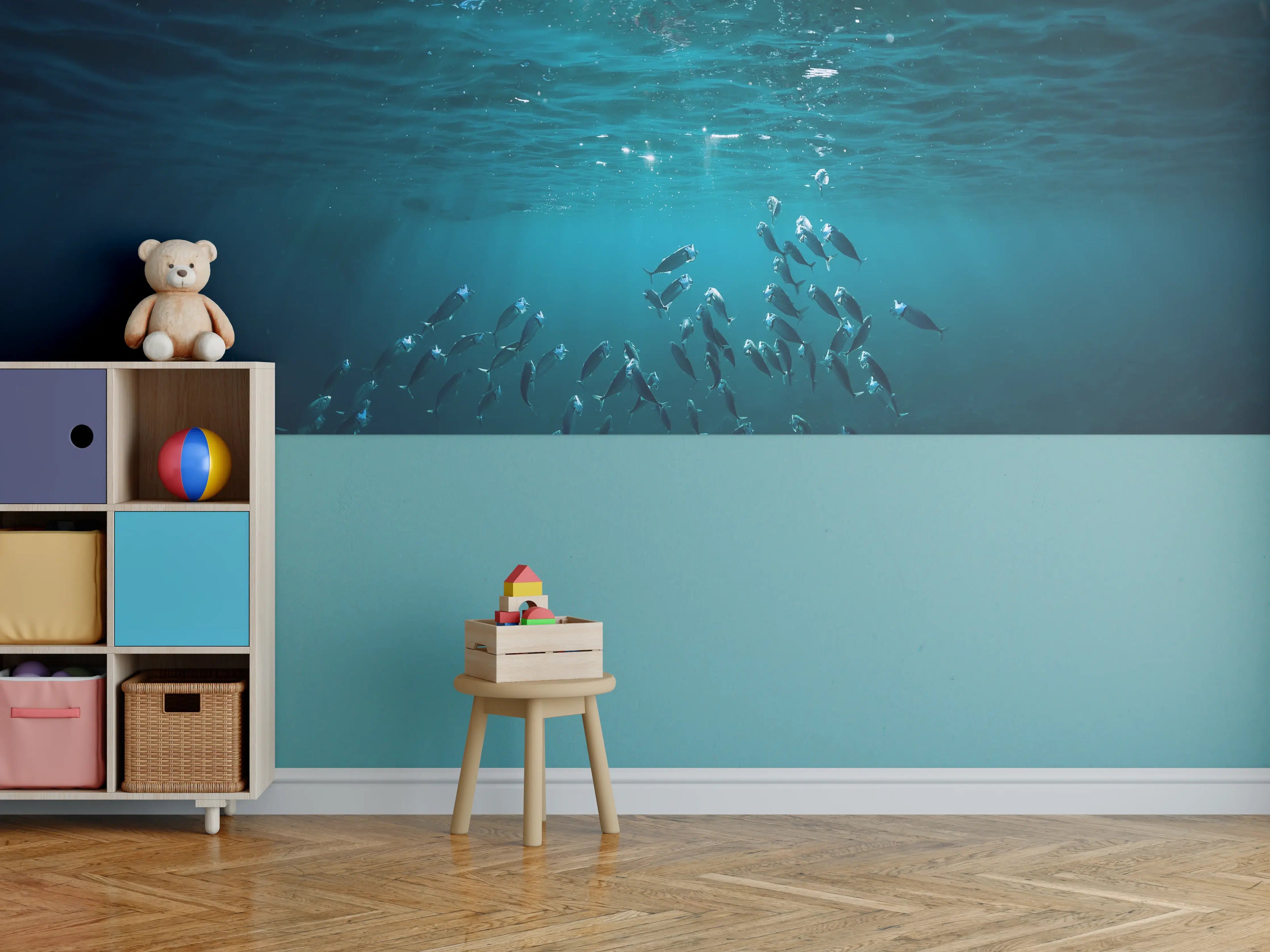 Kinderzimmer Wandgestaltung - Kleiner Fischschwarm Unterwasser
