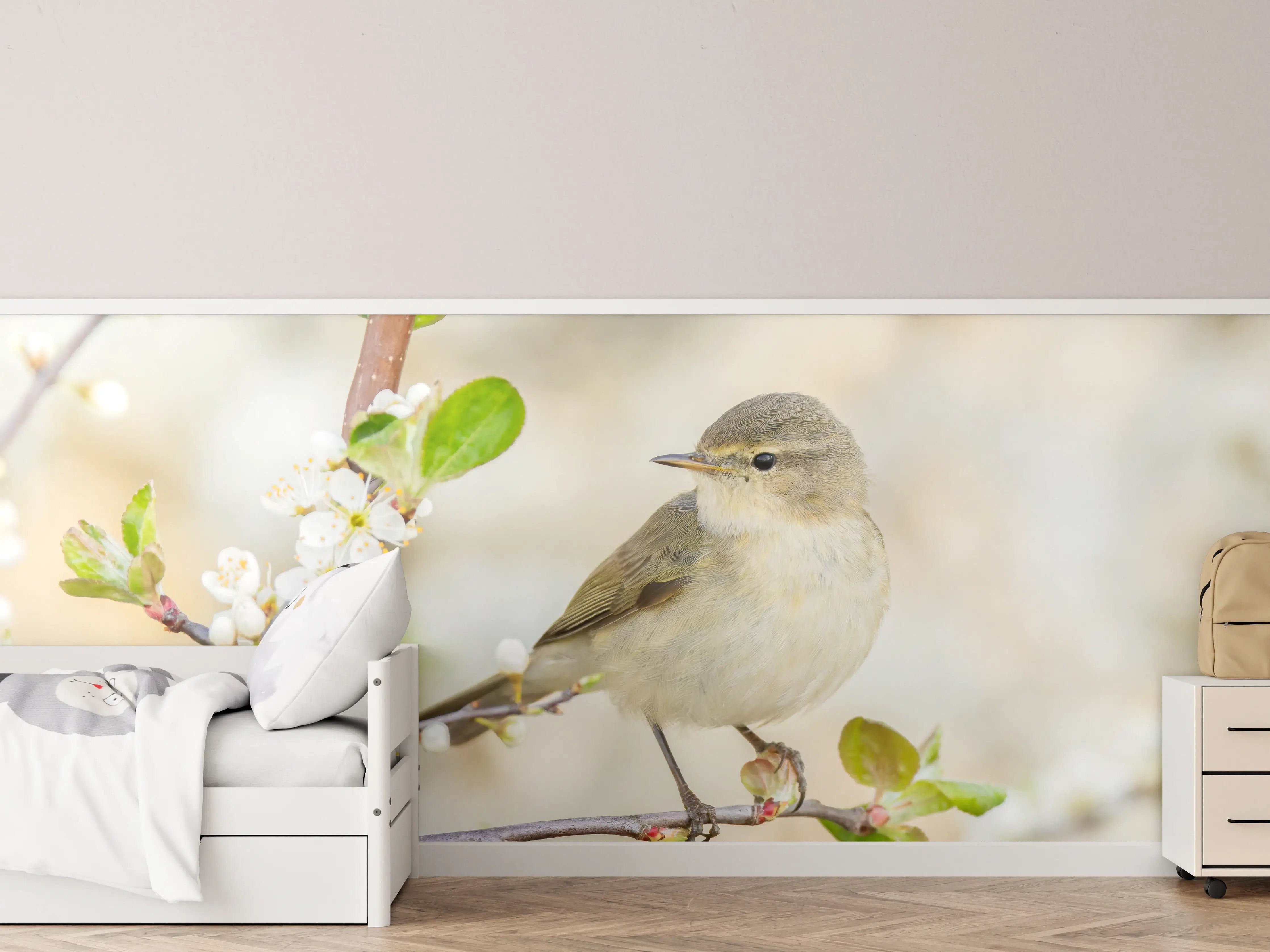 Kinderzimmer Wandgestaltung - Kleiner Vogel am Baumzweig