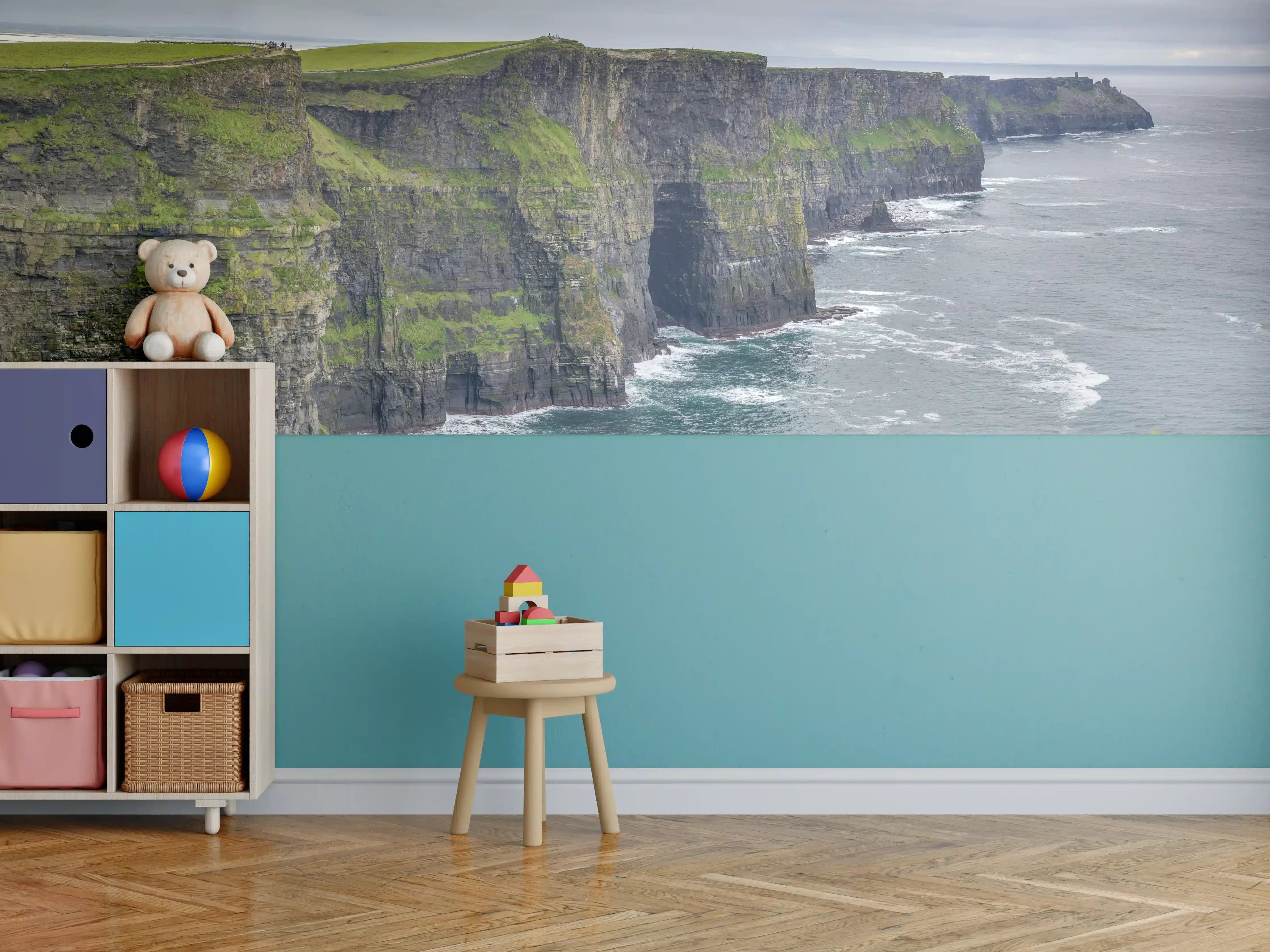 Kinderzimmer Wandgestaltung - Klippen der Irischen Küste bei Nebel