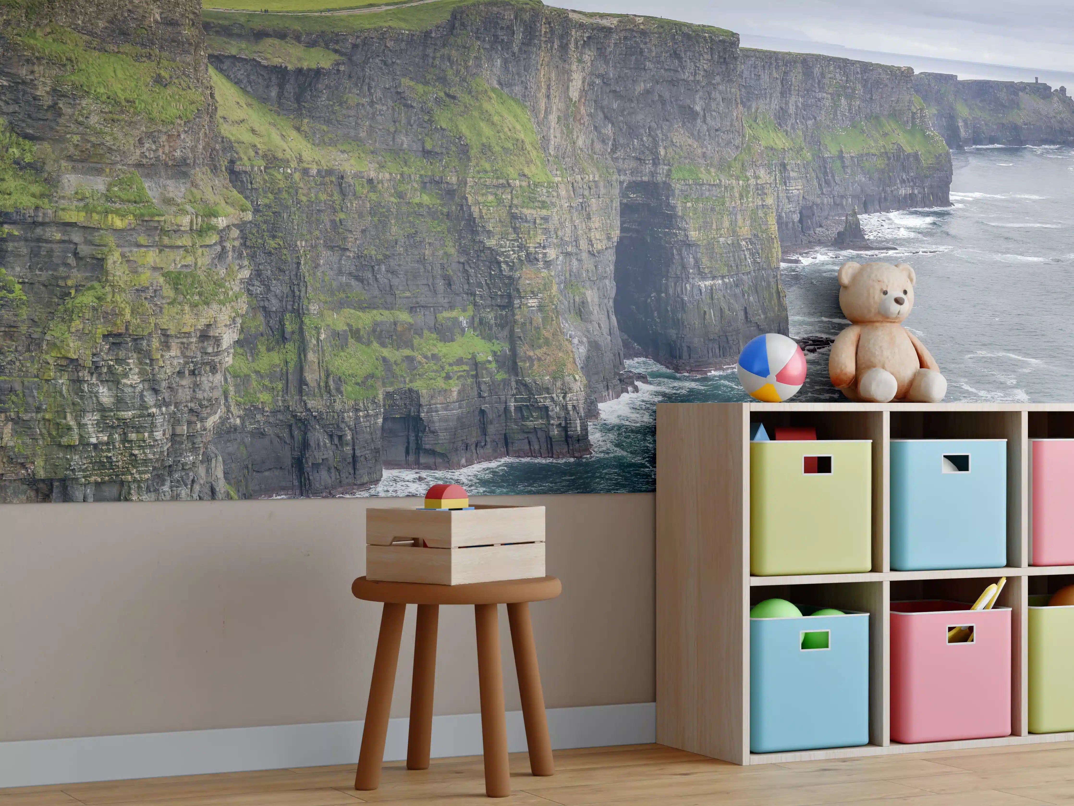 Kinderzimmer Wandgestaltung - Klippen der Irischen Küste bei Nebel