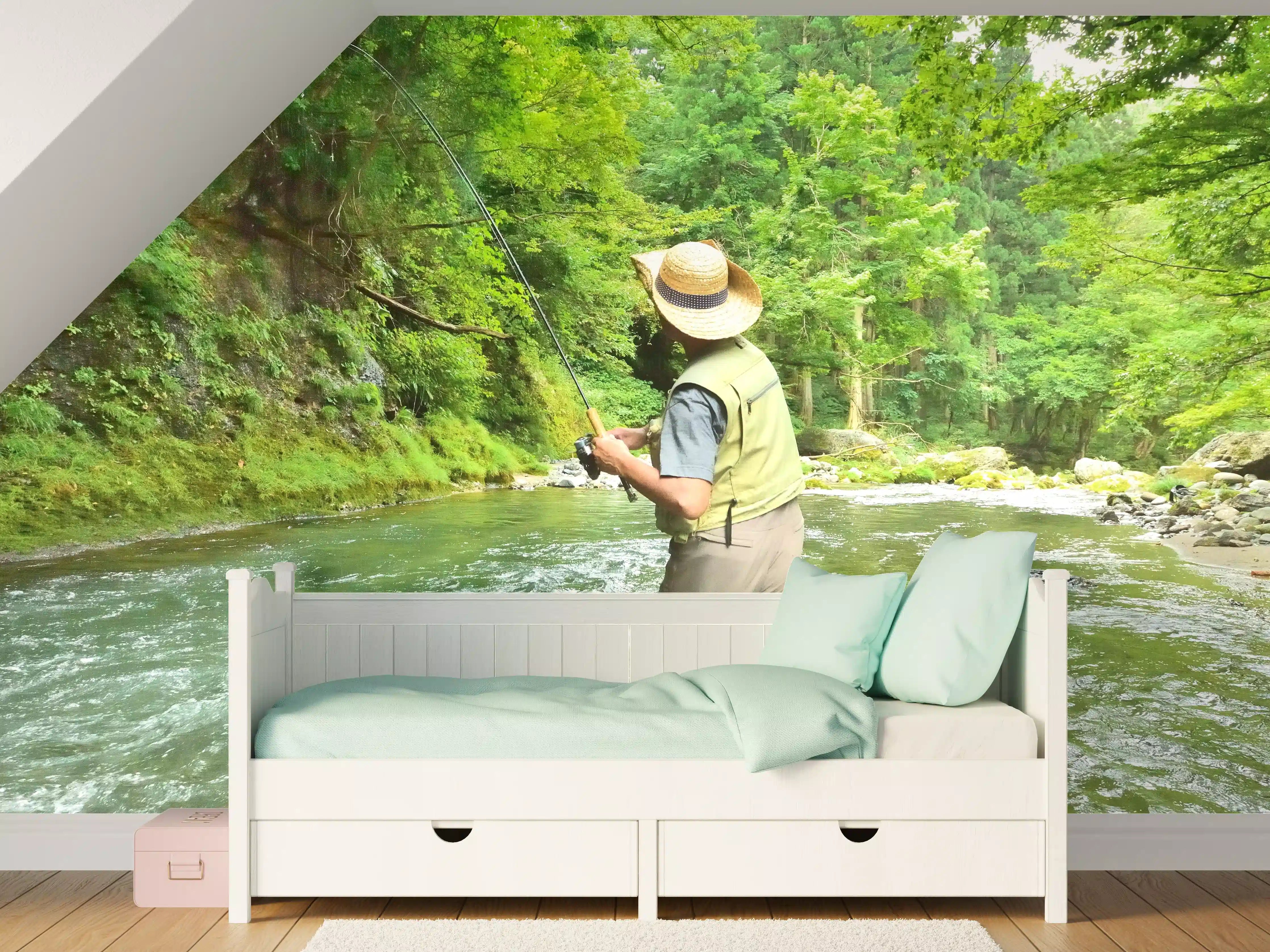 Kinderzimmer Wandgestaltung - Köderfischen im Ichinoto-Fluss