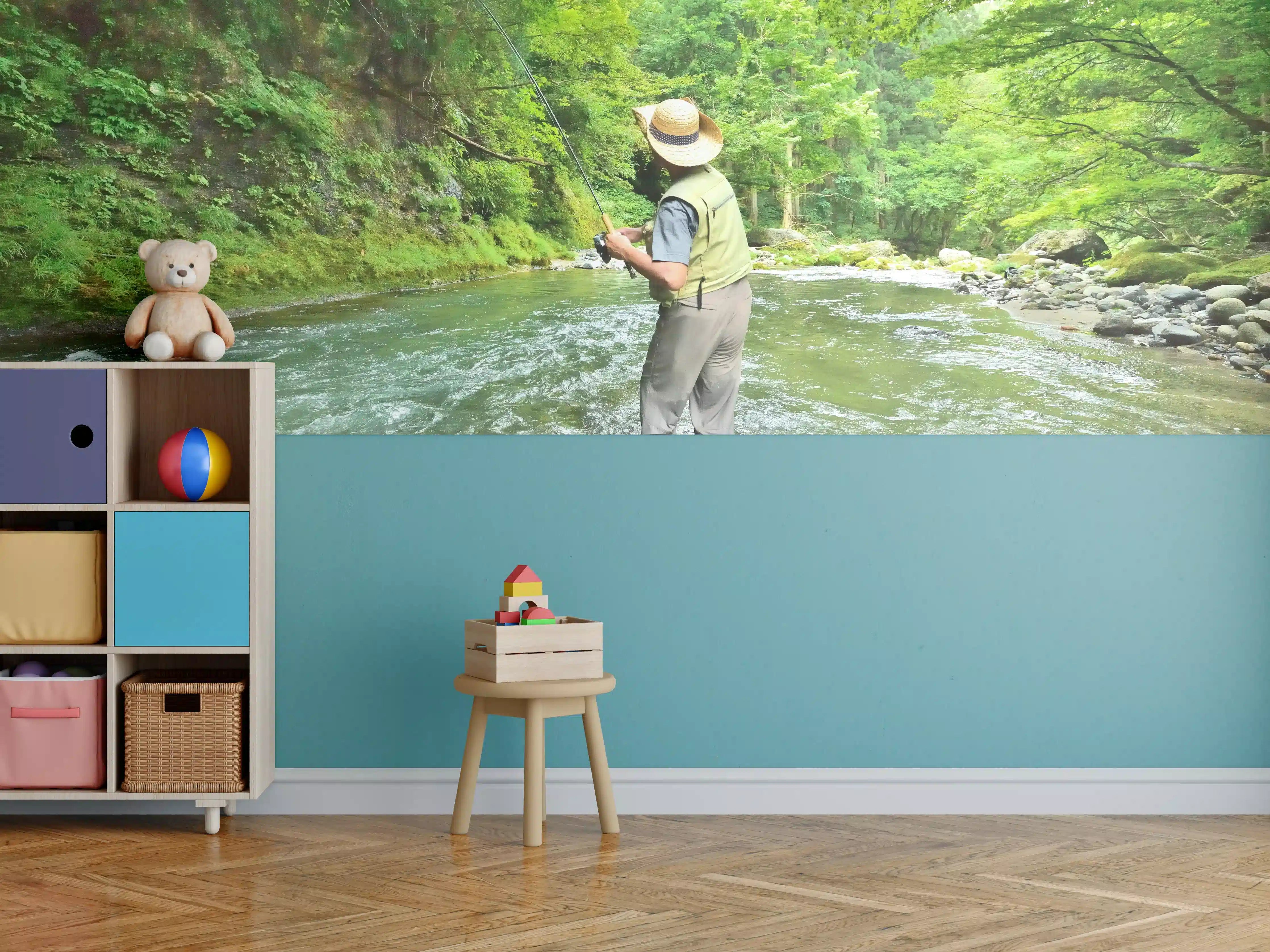 Kinderzimmer Wandgestaltung - Köderfischen im Ichinoto-Fluss