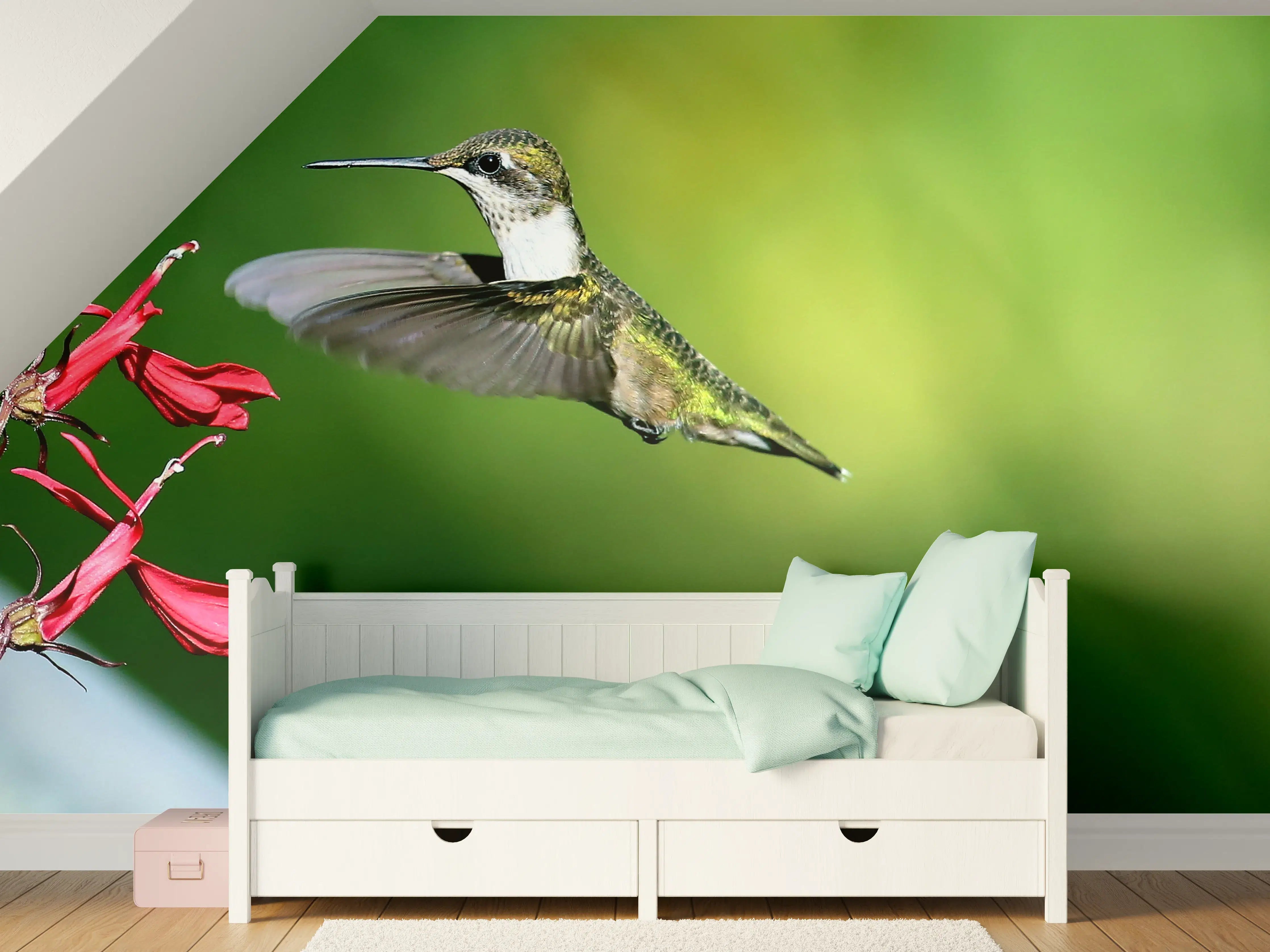 Kinderzimmer Wandgestaltung - Kolibri-Weibchen im Flug