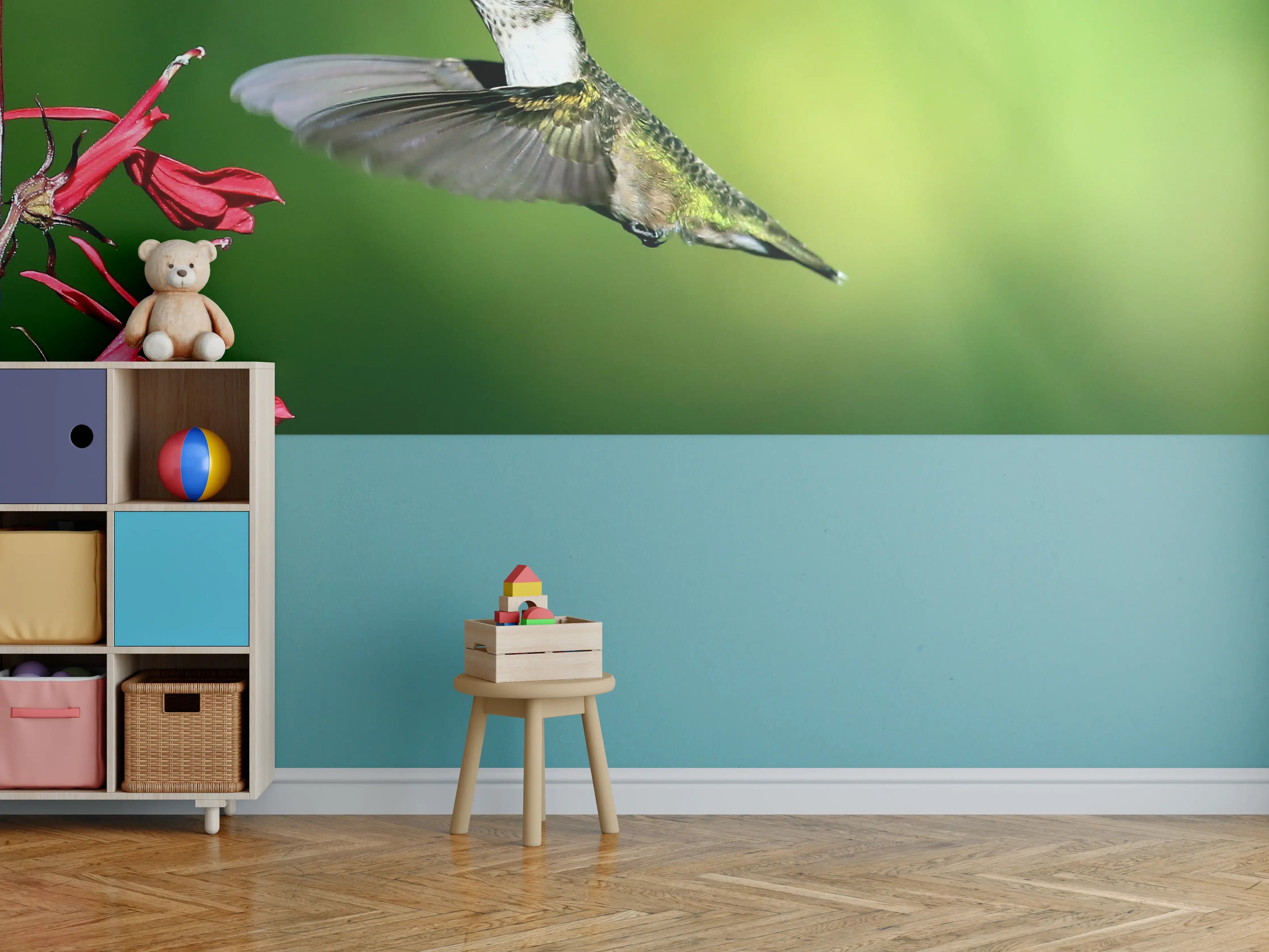 Kinderzimmer Wandgestaltung - Kolibri-Weibchen im Flug