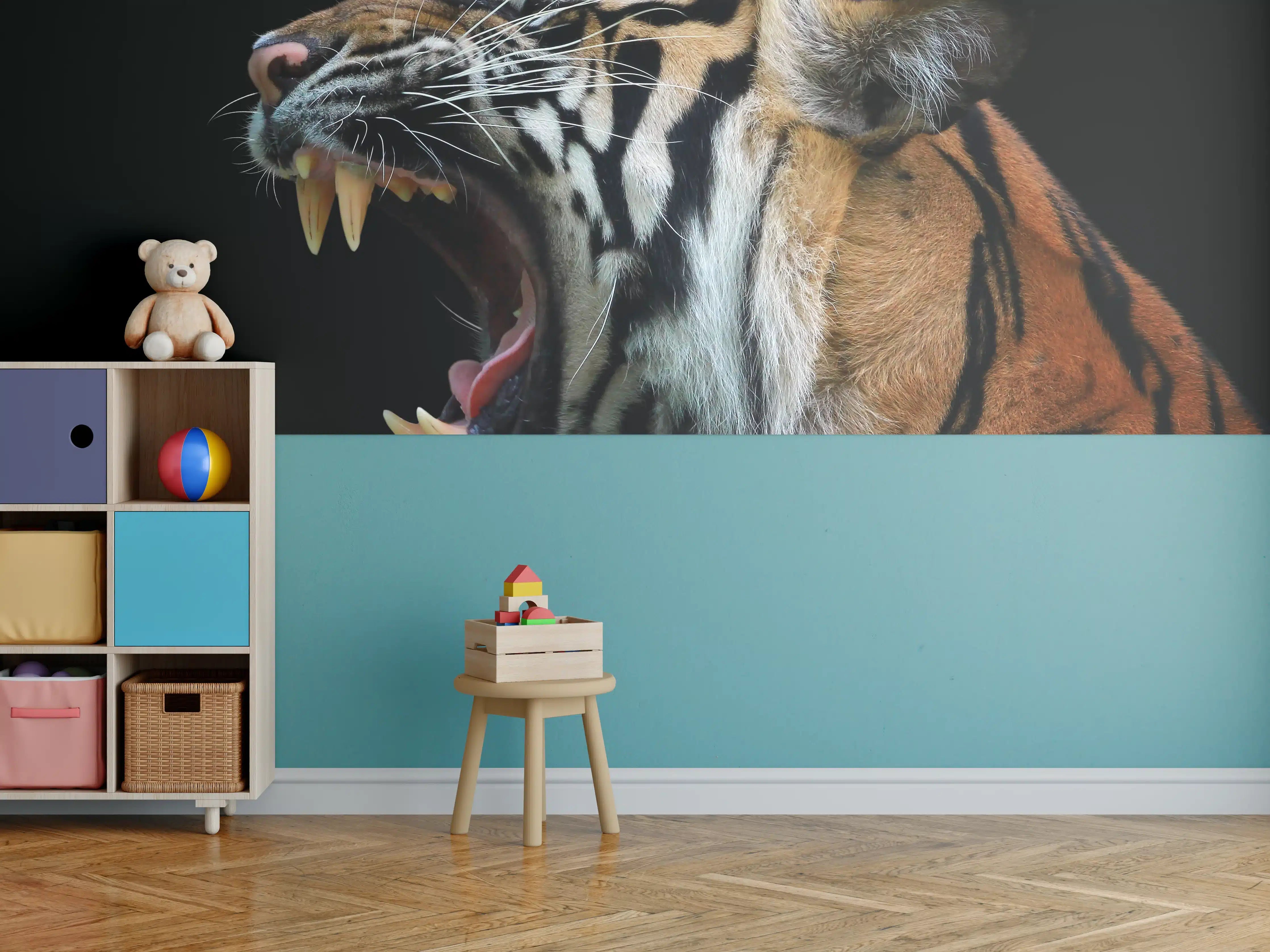 Kinderzimmer Wandgestaltung - Kopf eines Sumatra-Tigers
