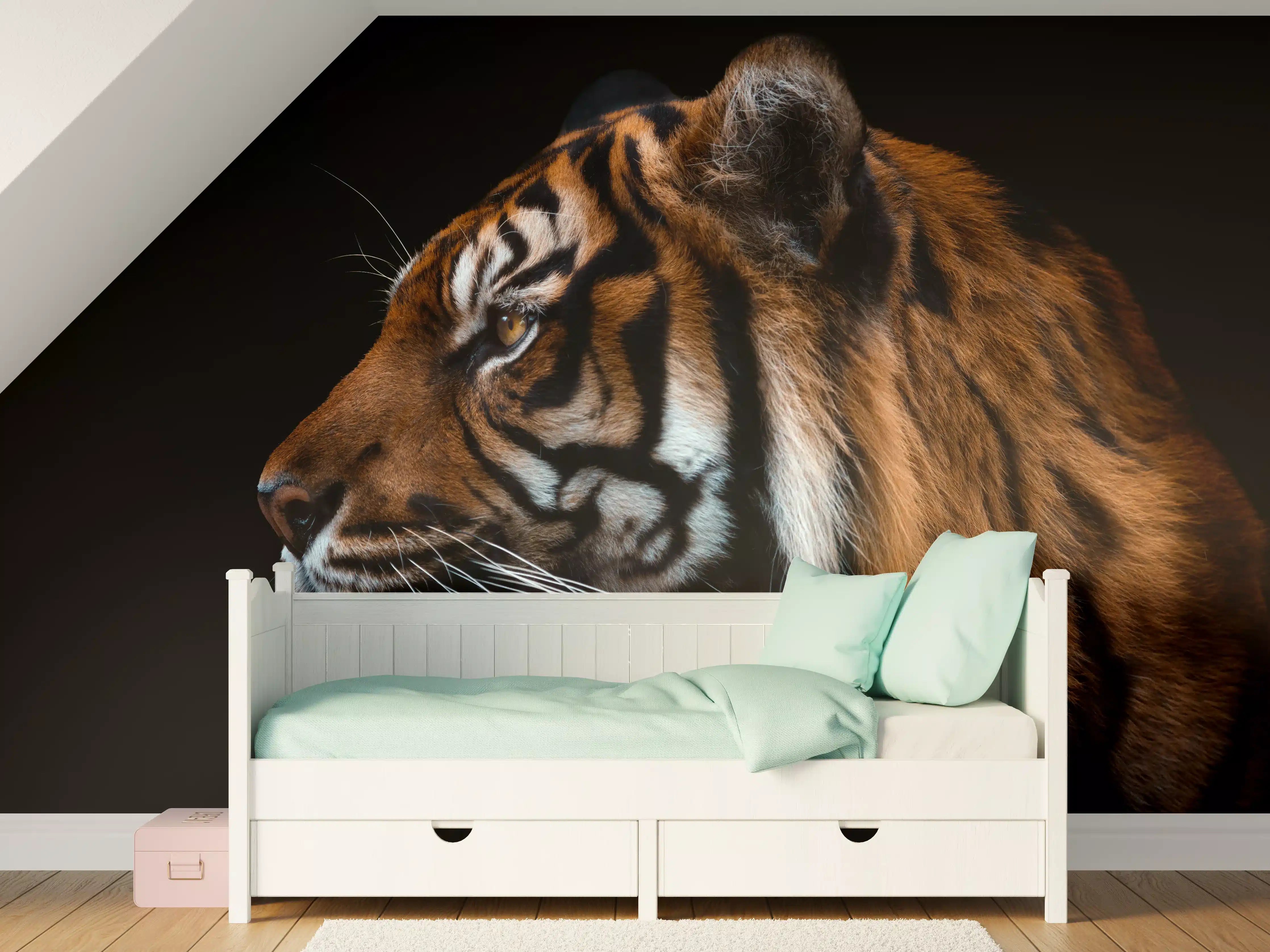 Kinderzimmer Wandgestaltung - Kopf eines Sumatra-Tigers geschlossen