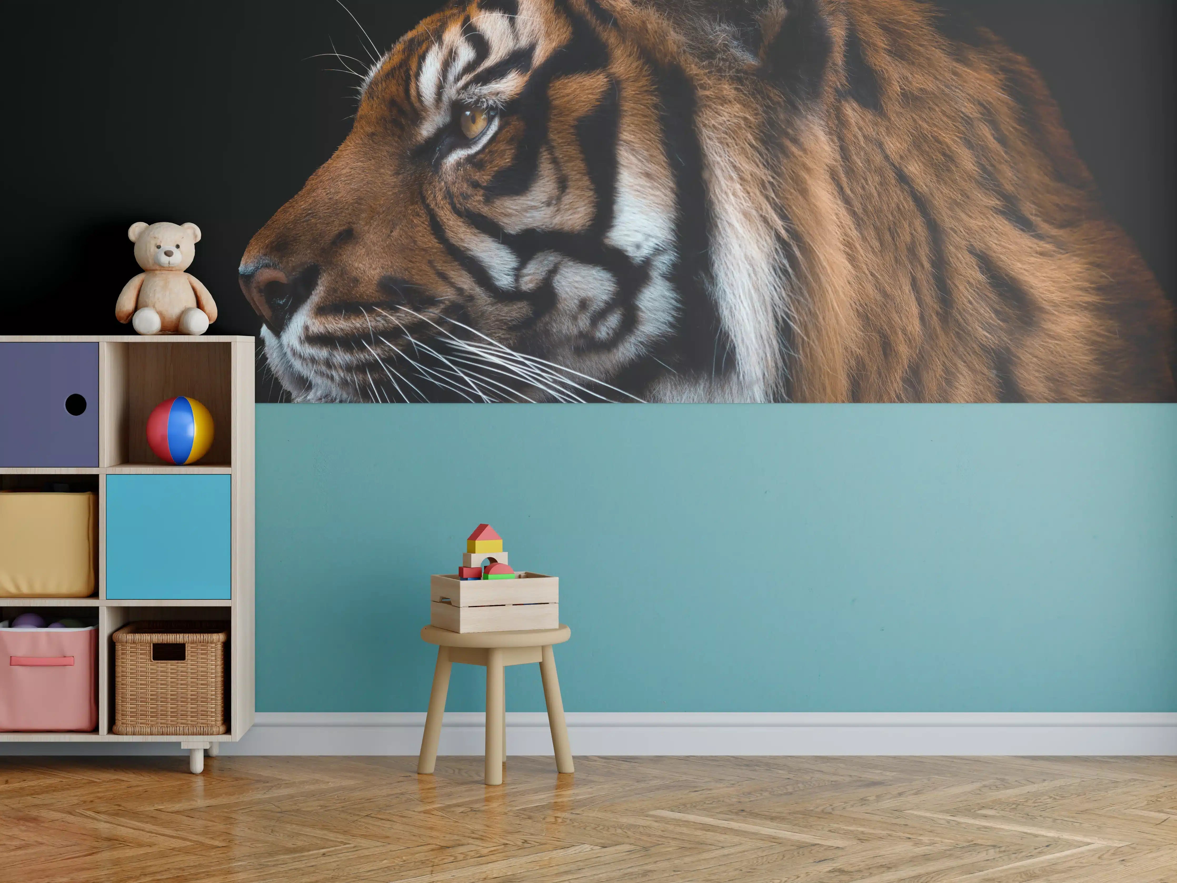 Kinderzimmer Wandgestaltung - Kopf eines Sumatra-Tigers geschlossen