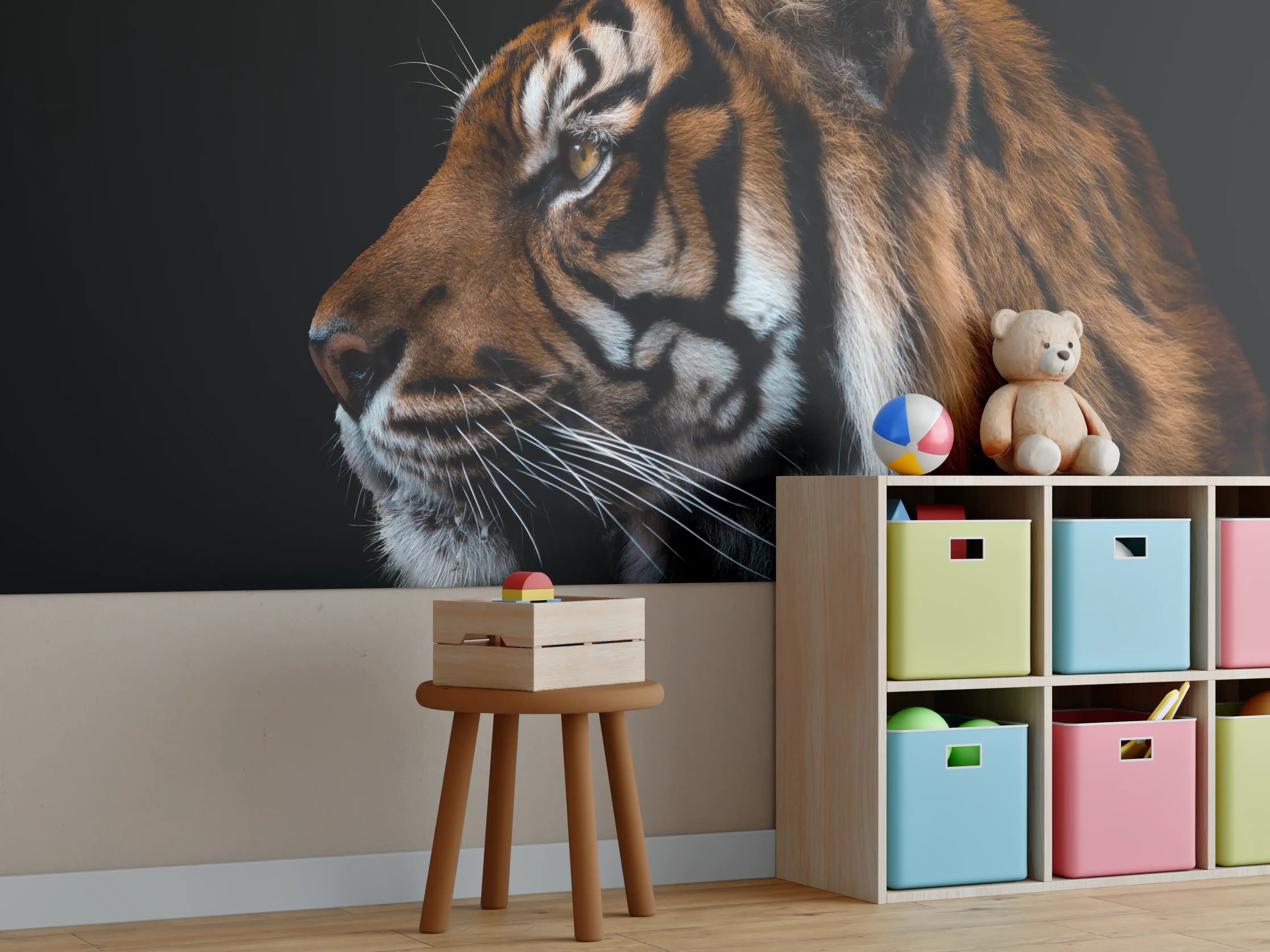 Kinderzimmer Wandgestaltung - Kopf eines Sumatra-Tigers geschlossen
