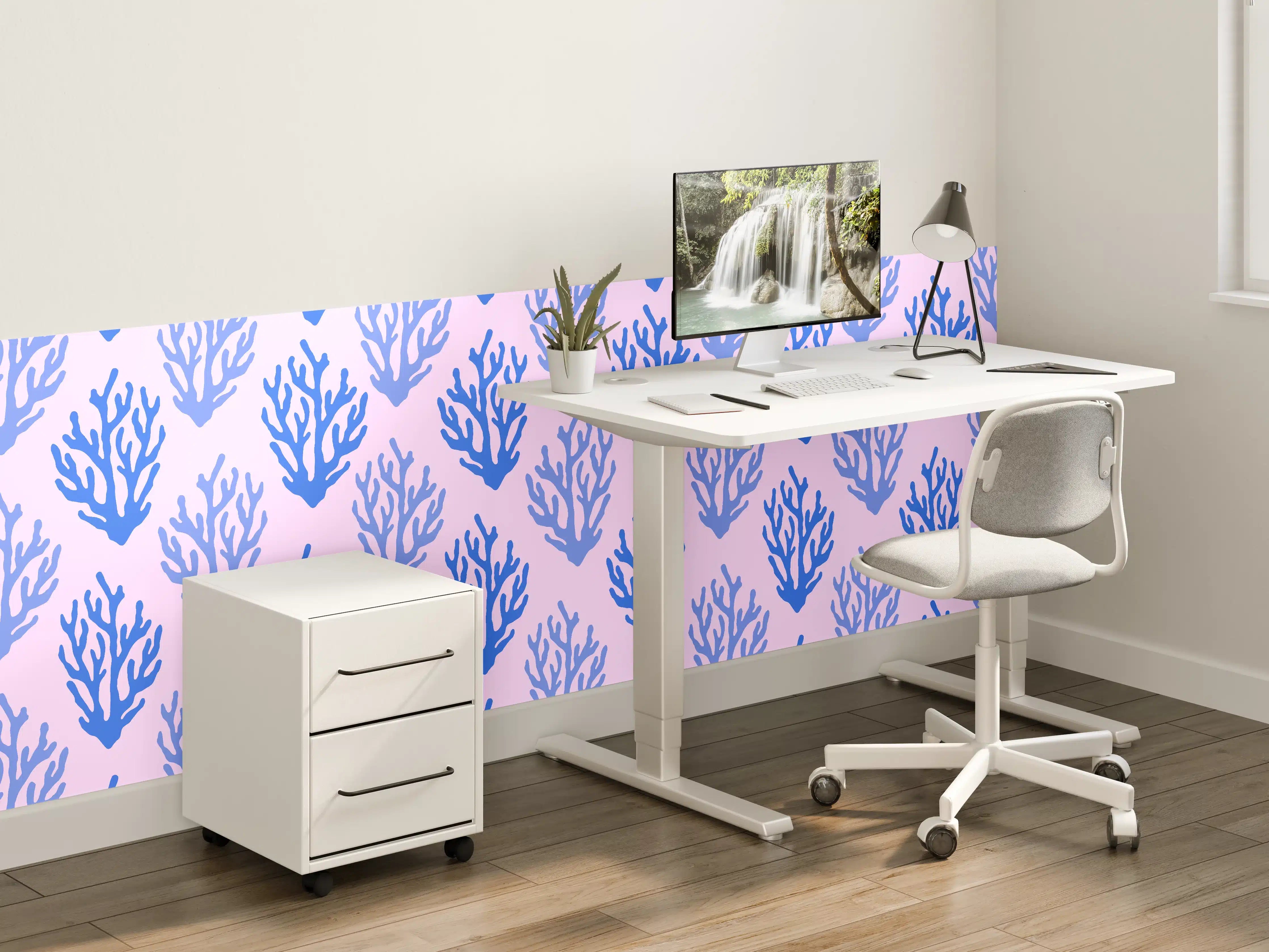 Kinderzimmer Wandgestaltung - Korallenmuster Blau-Rosa