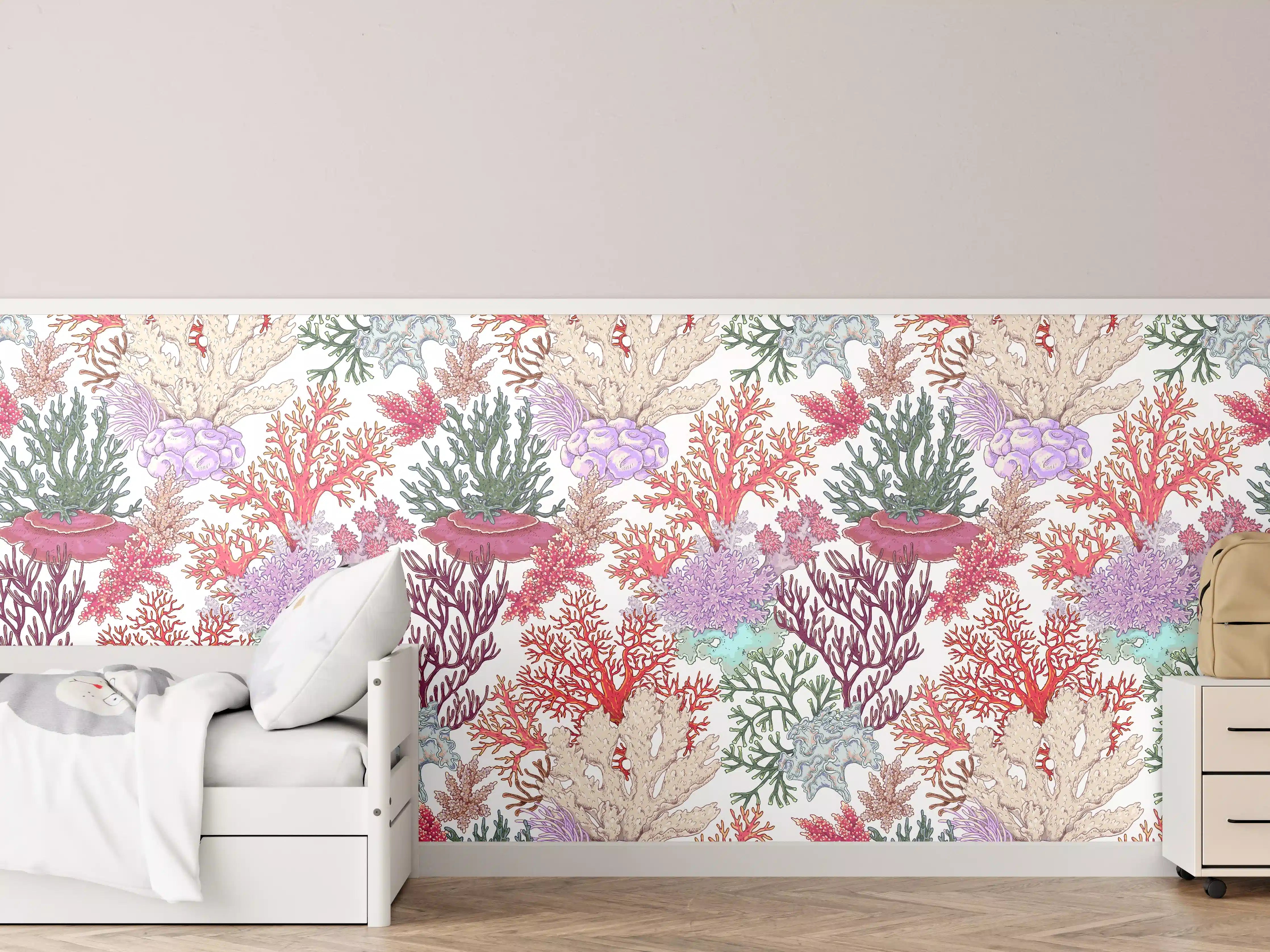 Kinderzimmer Wandgestaltung - Korallenmuster Rosa-Beige