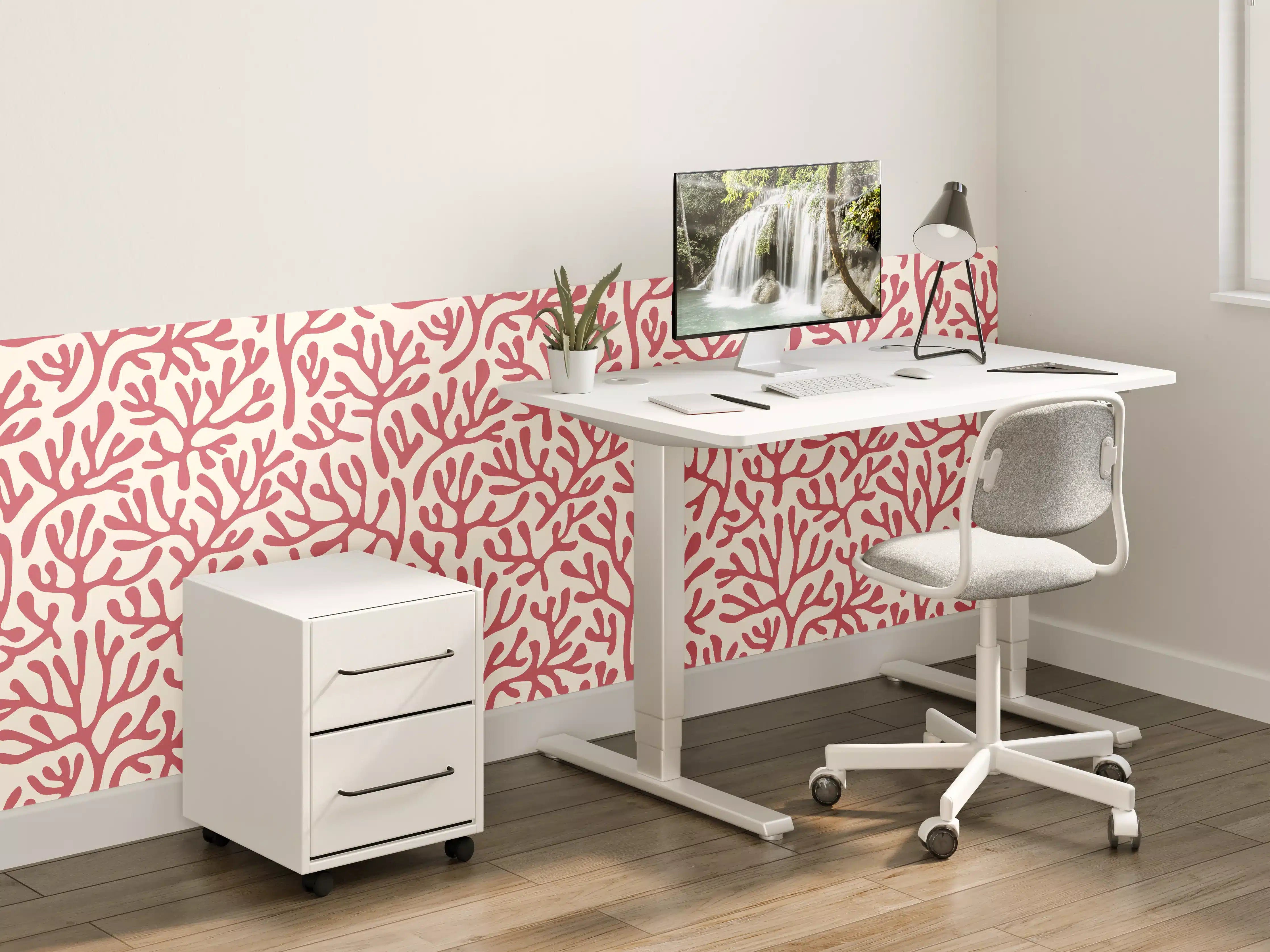 Kinderzimmer Wandgestaltung - Korallenmuster Rot-Beige