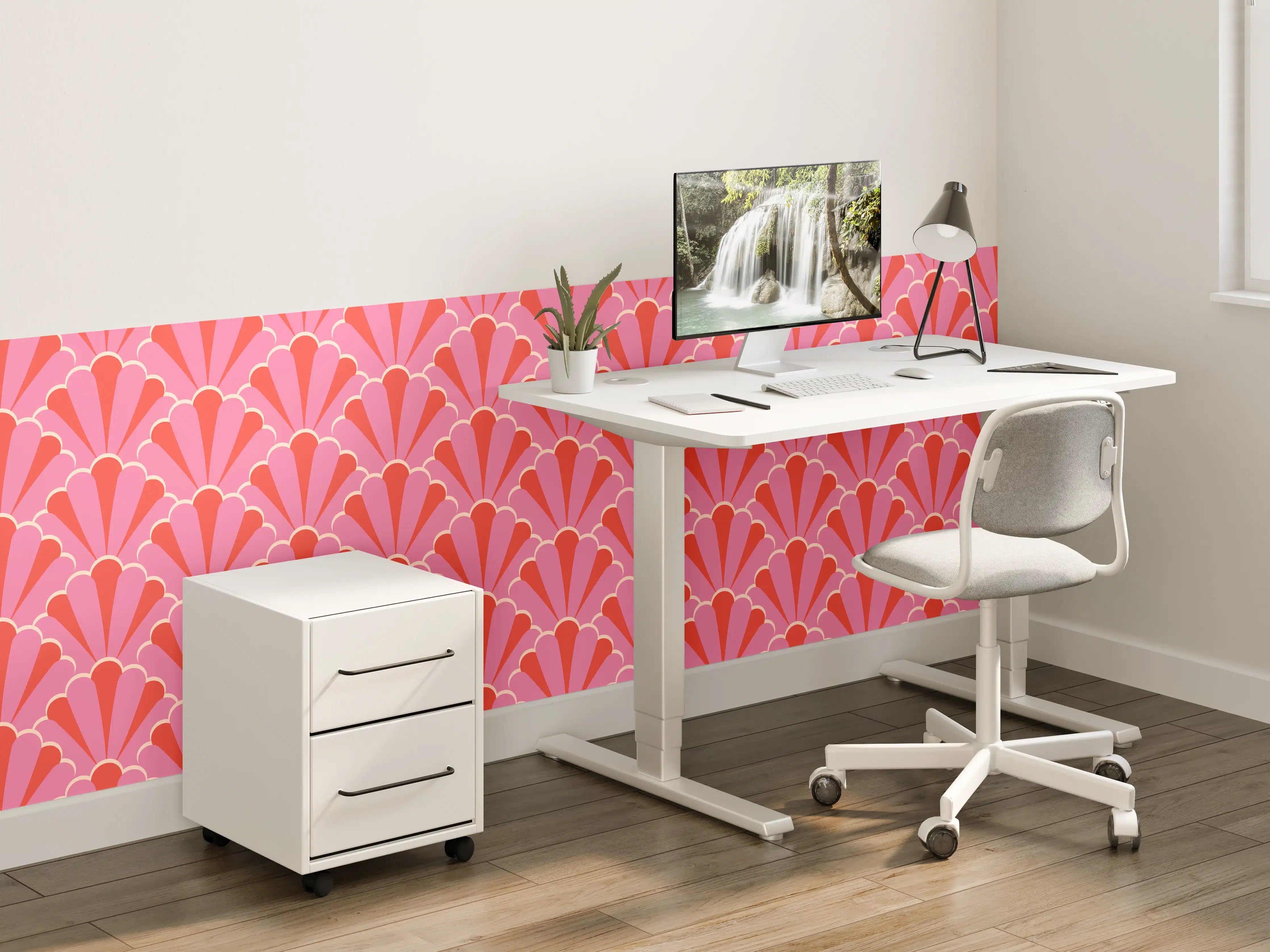 Kinderzimmer Wandgestaltung - Korallenrosa Muschel-Tapete